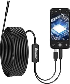 USB Endoscope 3 in 1 Borescope 5.5mm Ultra Thin Waterproof Inspection Snake Camera Micro USB and Type C for OTG Android, PC, Notebooks Windows Mac with 5M 16.4FT Semi-Rigid Cord with LED Light