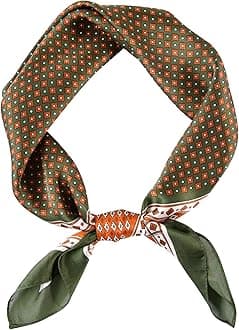 GERINLY Vintage Silk Feel Square Scarf for Men Satin Bandana Tiny Medallion Print Neckerchief Geometry Head Scarf