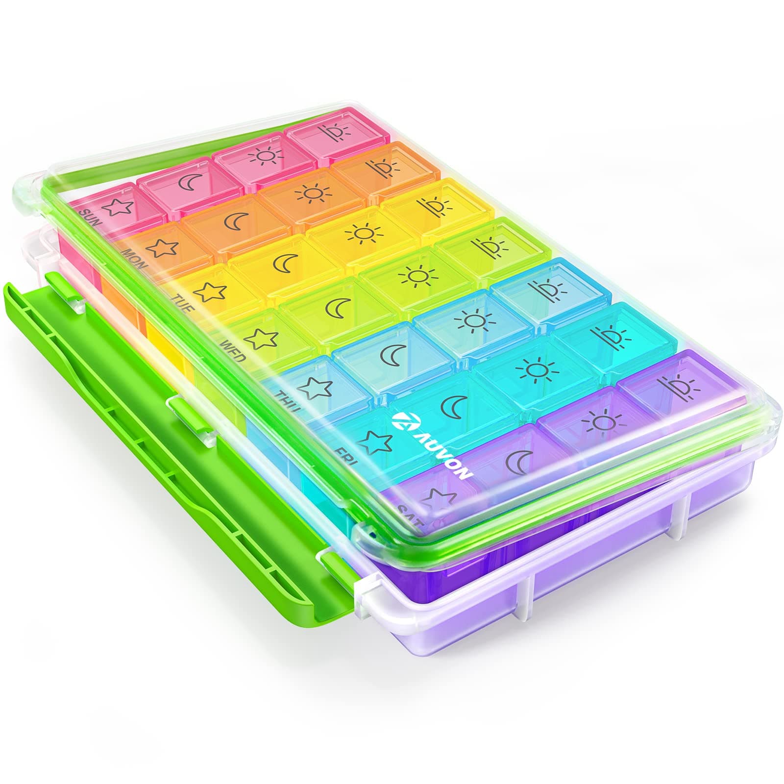 Pill Boxes 7 Day 4 Times A Day,Portable Weekly Pill Box Organiser with Moisture-Proof Design and Large 28 Compartments to Hold Vitamins, Supplements and Medication