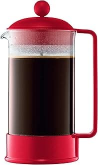 34oz Brazil French Press Coffee Maker, High-Heat Borosilicate Glass, Red - Made in Portugal