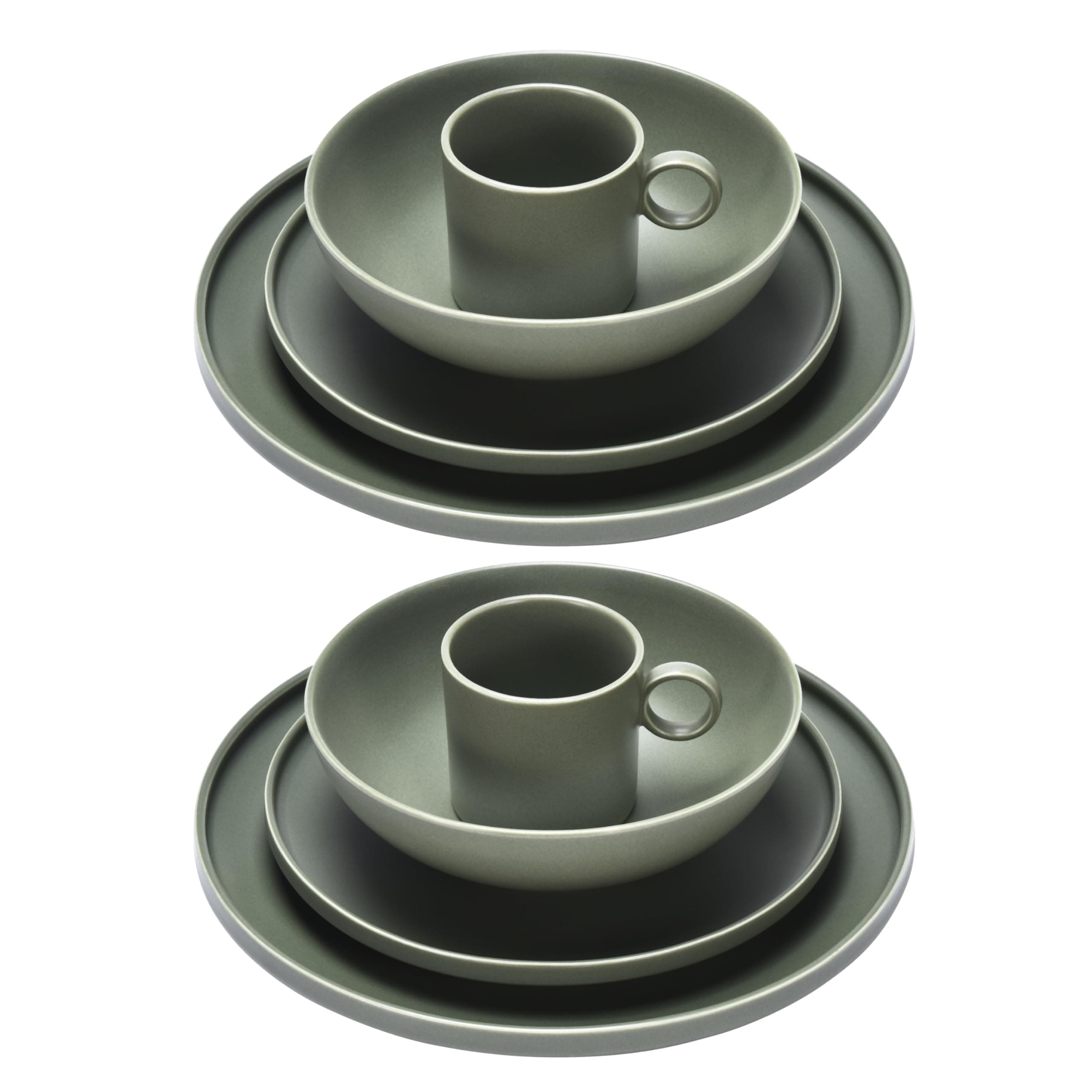 WHOLE HOUSEWARES8-Piece Stoneware Breakfast Set - Versatile Dishware Set for Dining Experience - Microwave and Dishwasher Safe Plates - Dish Set for Breakfast, Lunch or Dinner - Green