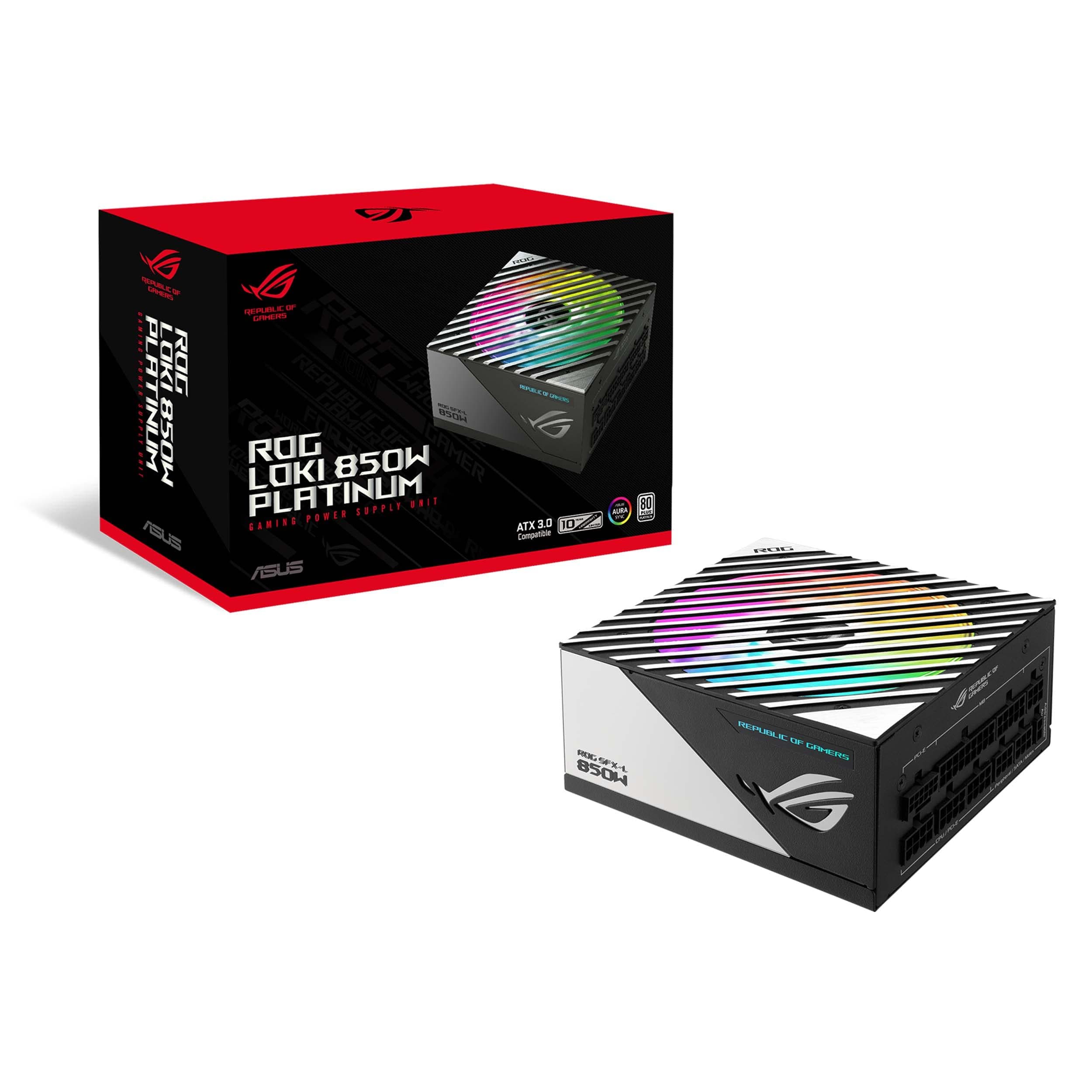 ASUS ROG Loki SFX-L 850W Platinum (Full Modular Power, Platinum 80+, Lambda A Certified, 120mm PWM ARGB Fan, AuraSync, ATX 3.0 Compatible, PCIe 5.0 Ready, 10 Year Warranty)