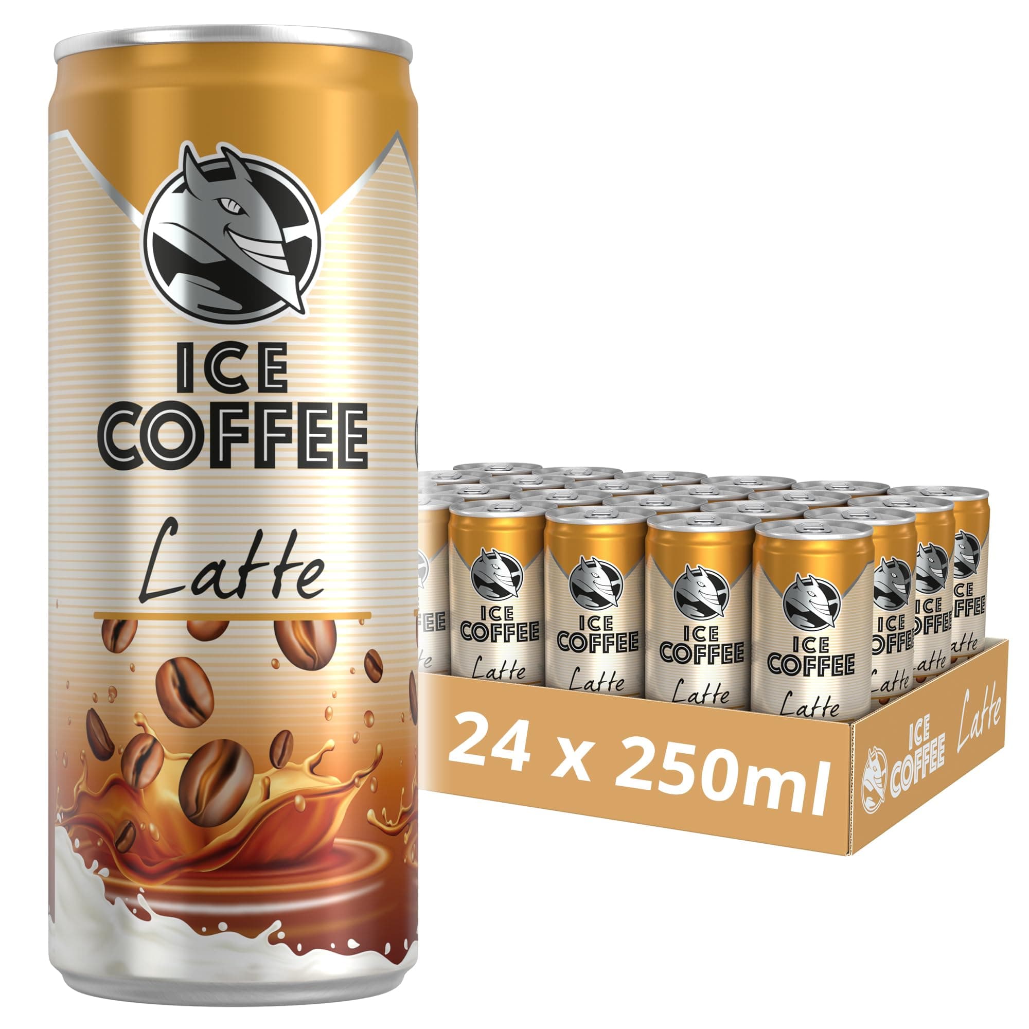 Ice Coffee Latte | 24 x 250ml Cans Multipack | 40mg/100ml Caffeine | Contains Arabica Coffee Extracts | 75% UHT Milk | Ready To Drink