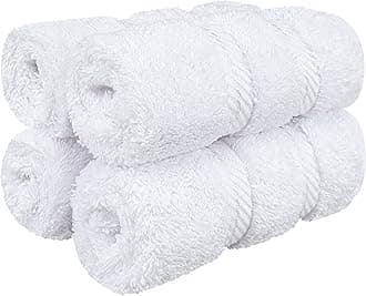 American Soft Linen Turkish Genuine Cotton, Luxury Hotel Quality for Maximum Softness & Absorbency for Face, Hand, Kitchen & Cleaning (4-Piece Washcloth Set, Bright White)