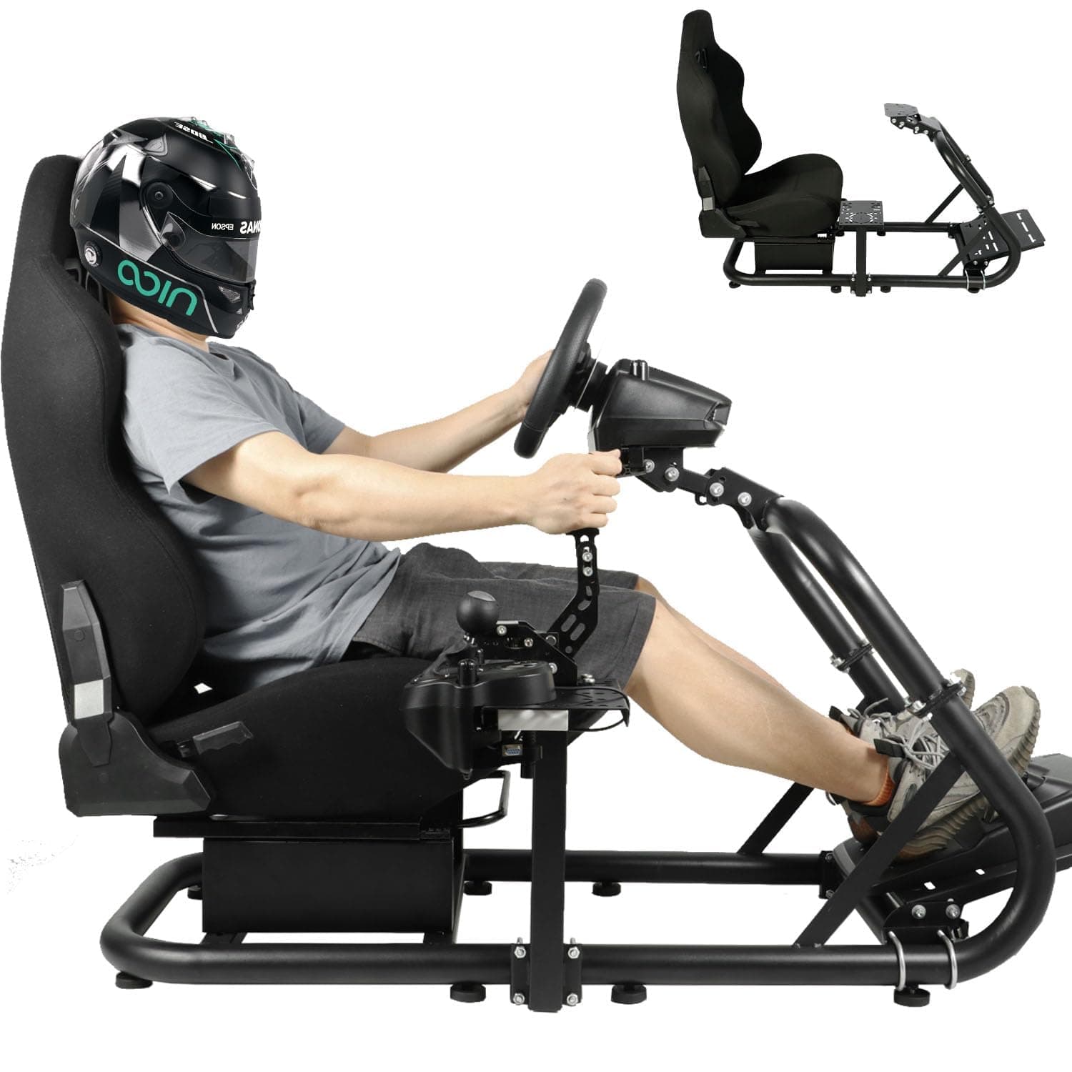 Dardoo G29 Racing Simulator Cockpit with Comfortable Seat Compatible with Logitech/Thrustmaster/Fanatec G25 G27 G920 G923 T300RS,Adjustable Steering Wheel Stand,Not Included Shifter,Wheel & Pedal