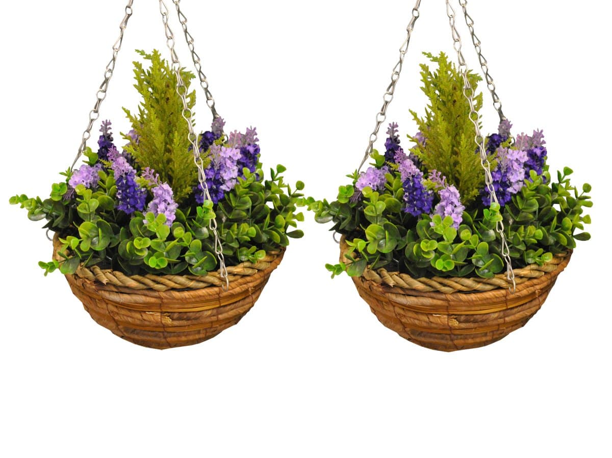 Selections Pack of 2 Artificial Hanging Baskets (Lavender)