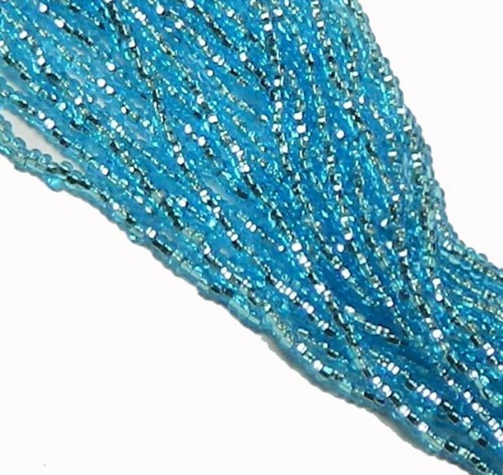Light Aqua Blue Silver Lined Czech 8/0 Glass Seed Beads 1 Full 12 Strand Hank Preciosa Jablonex