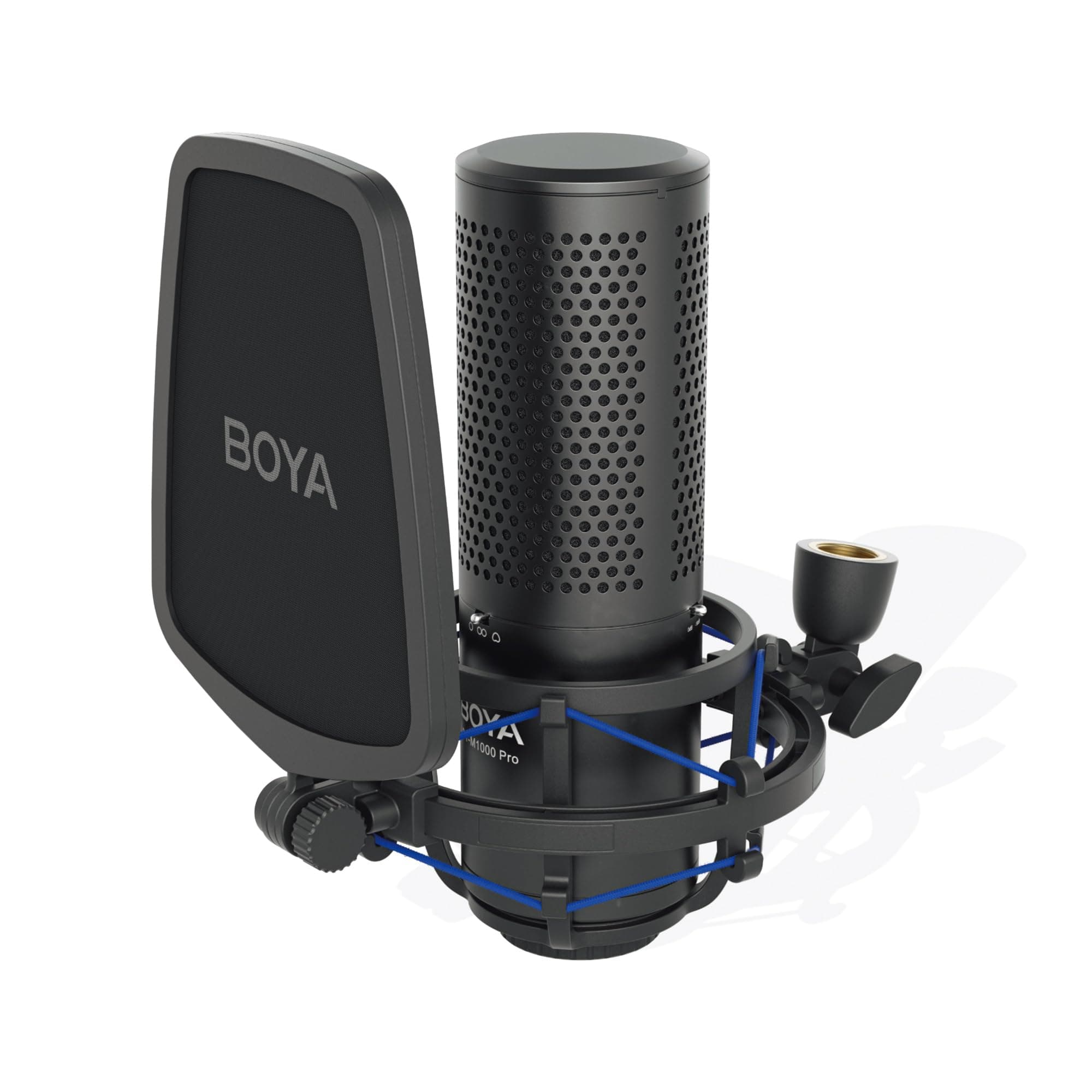 BOYA Large Diaphragm Studio Condenser Microphone 24V 48V Phantom Power Sturdy Housing for Vocal Recording Podcasting Broadcasting