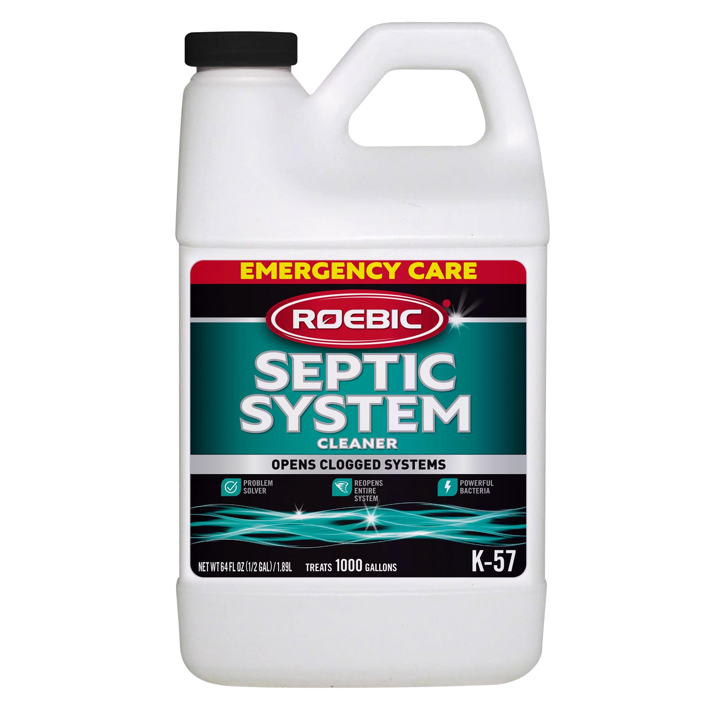 Roebic K-57-H K-57-H-3 Septic System Treatment: 1/2 Gallon, Clears Clogs, Restores Flow, Maintains Septic Systems for Optimal Performance