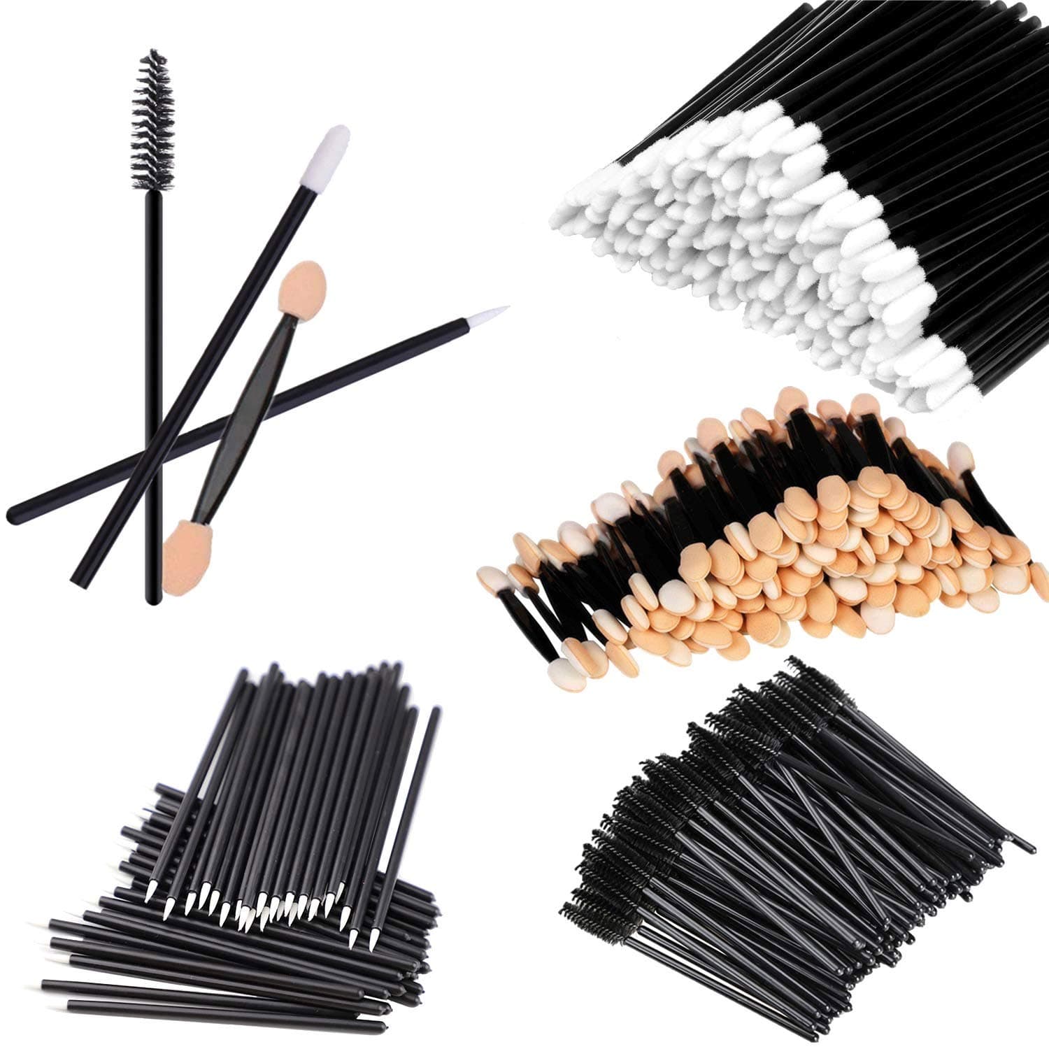 Asnta 200 Pcs Disposable Makeup Applicator Double Eyeshadow Brush - Disposable Eyelash Brush and Lipstick Applicator and Eyeliner Brush Makeup Set