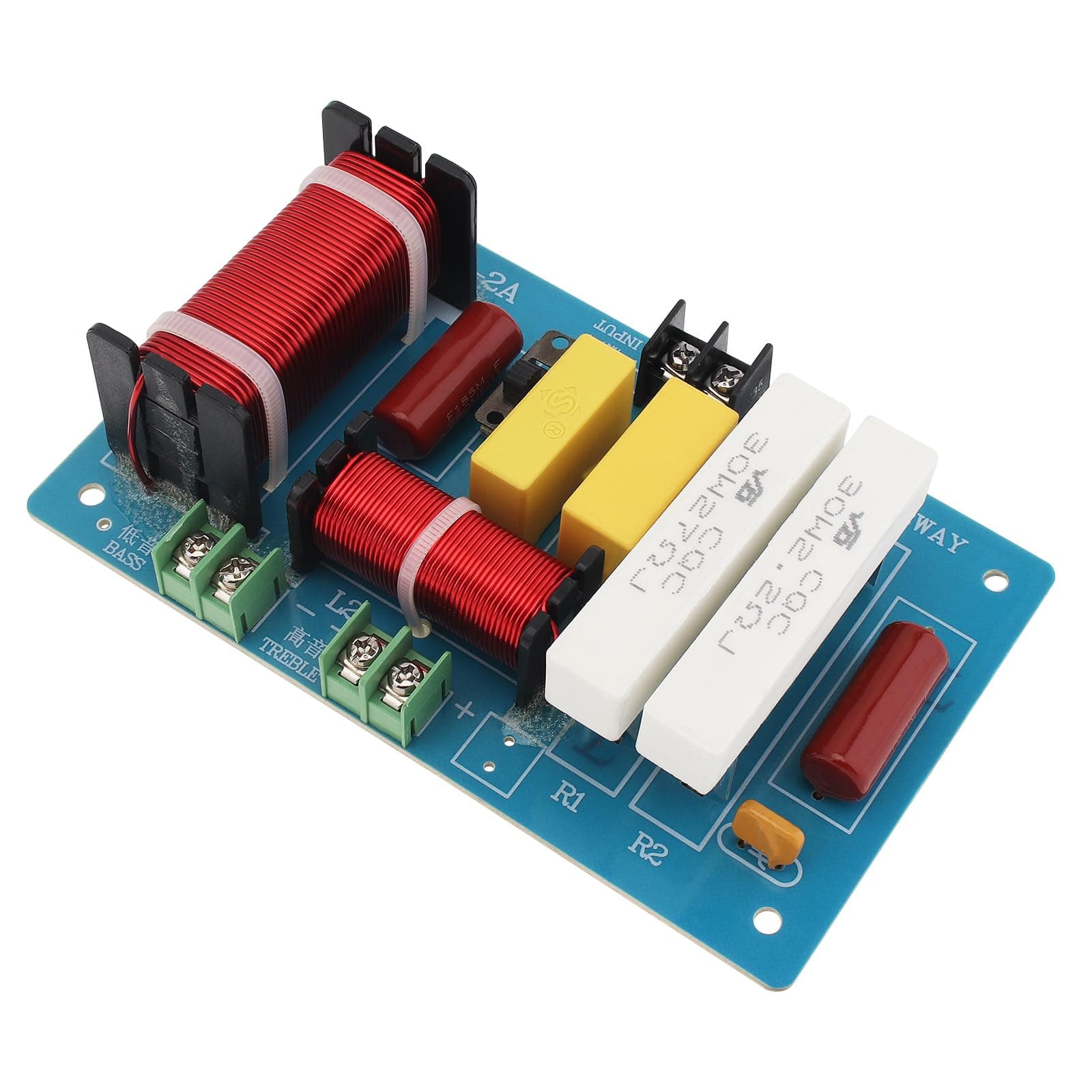 2 Way Crossover for Speaker, 450W 4-8 Ohm, 2 Way High-Low Frequency Divider, HiFi Speaker Crossover