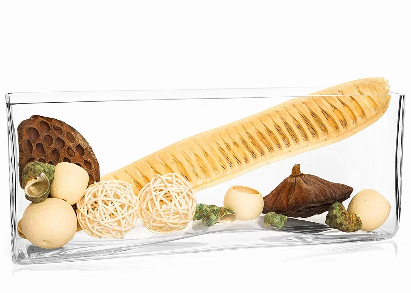 SOLAVIA Clear Glass Rectangular Flower Vase L40 x H18 x W12cm Terrarium Florist Tank Vase, Gift, Wedding Housewarming Gift Florist