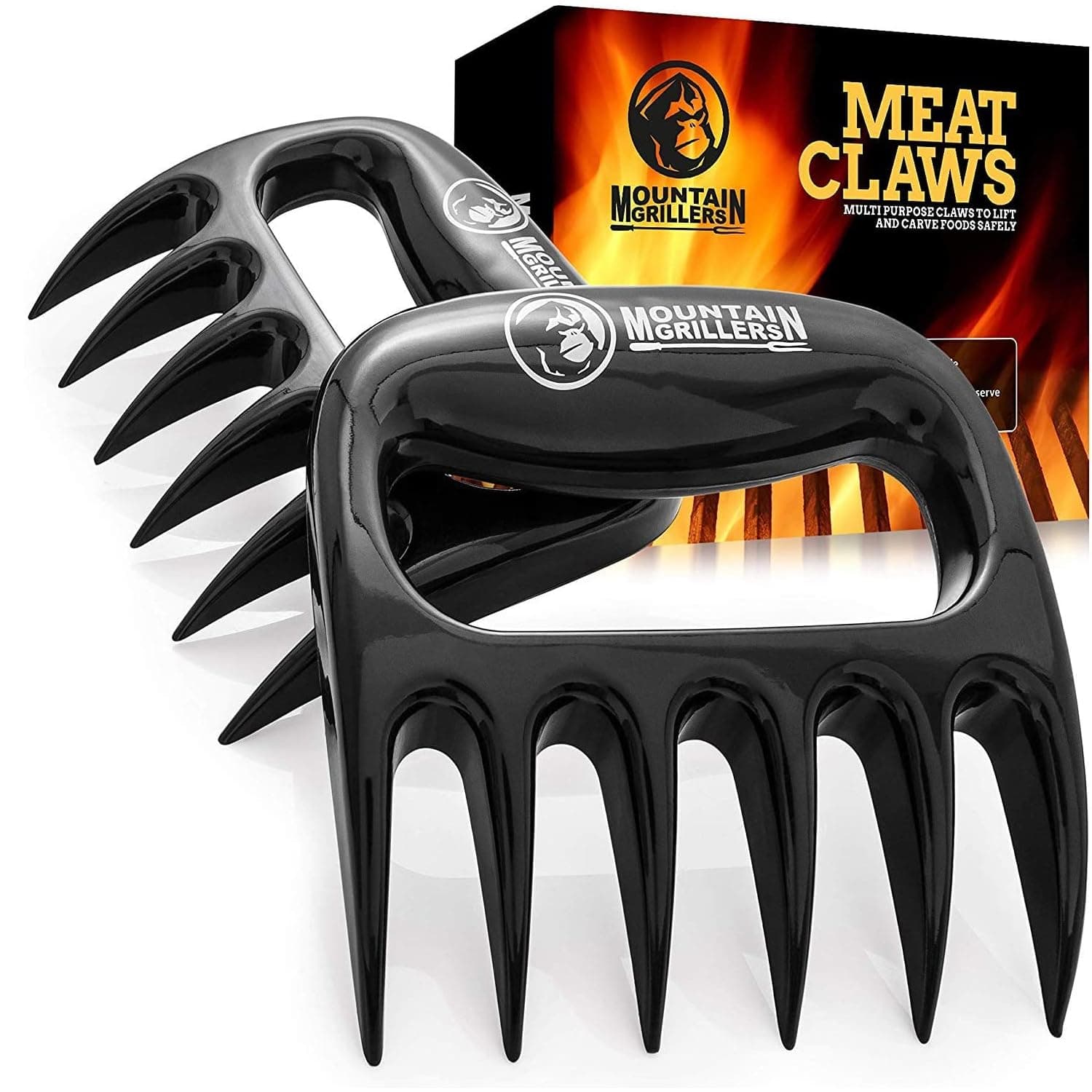 Meat Claws - Pulled Pork Shredder Tools for BBQ - Bear Claws for Shredding Meat on Grill, Smoker, or Barbecue - Heavy Duty Grilling Accessories - Pack of 2, Black