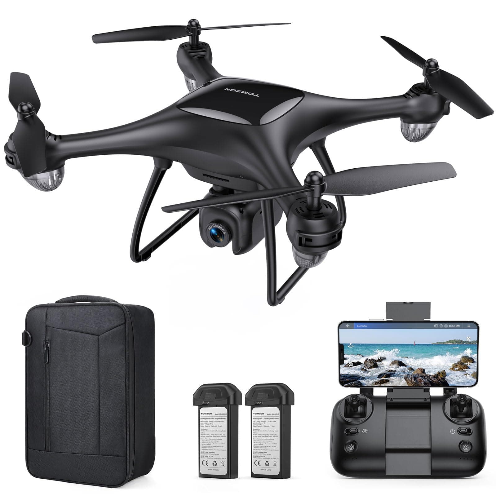 TOMZON P5G GPS Drones with Camera for Adults 4K, Under 249g, FPV Camera Drone with 5G WiFi Transmission for Beginner, Auto Return Home, Follow Me, Custom Flight, 36 Mins Fly Time, CarryBag, Black