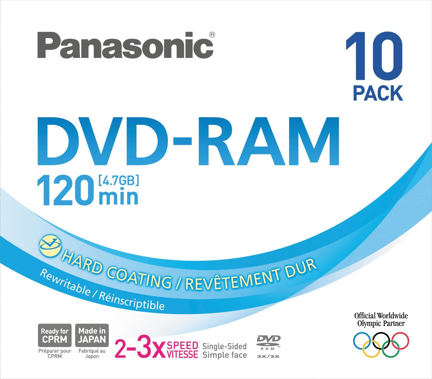 Panasonic 3x speed, 4.7GB, 10 pack DVD-RAM Disc