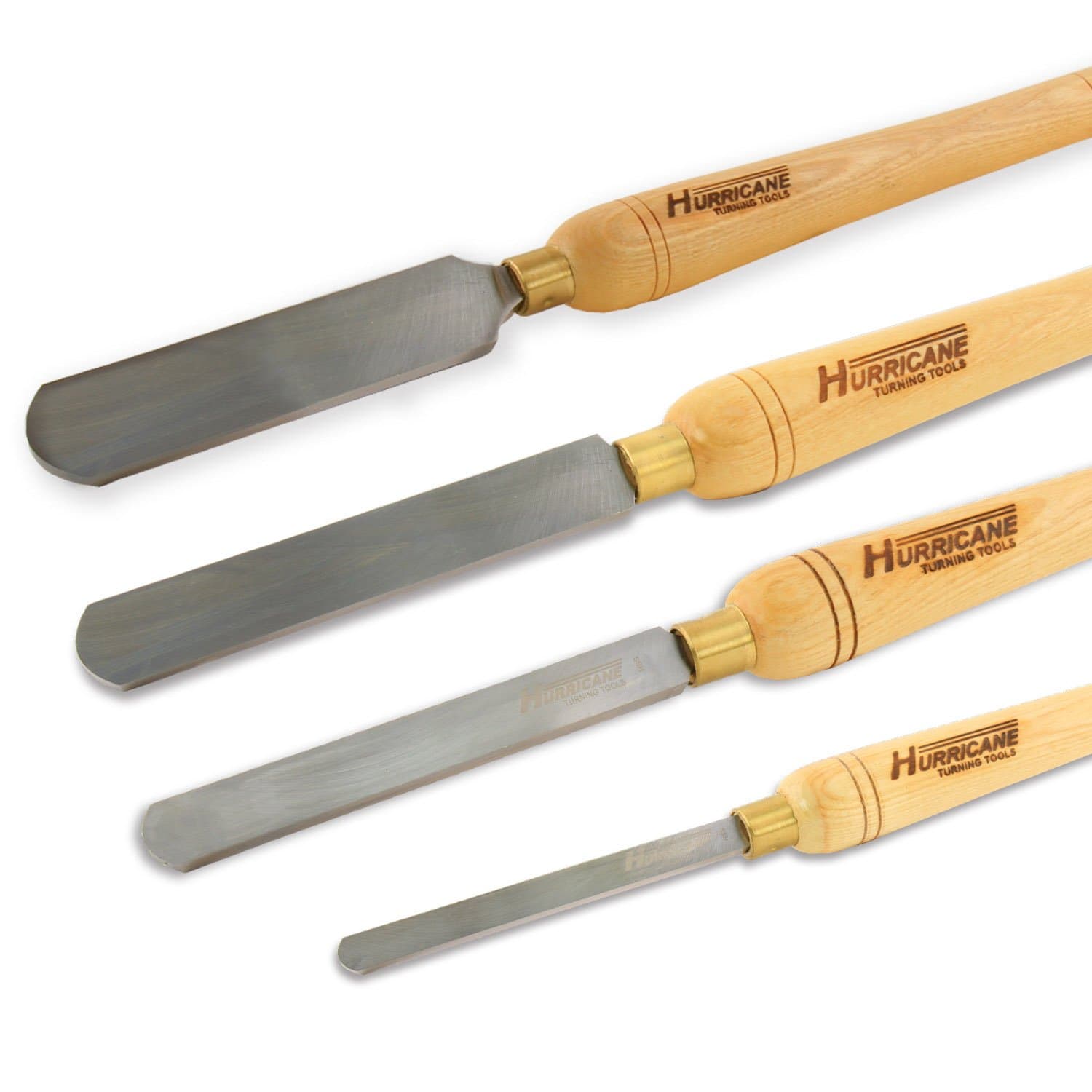 Hurricane Turning Tools, HSS, 4 Piece Round Nose Scraper Set (1/2", 3/4", 1" and 1 1/2"), Standard Series Woodturning Tools