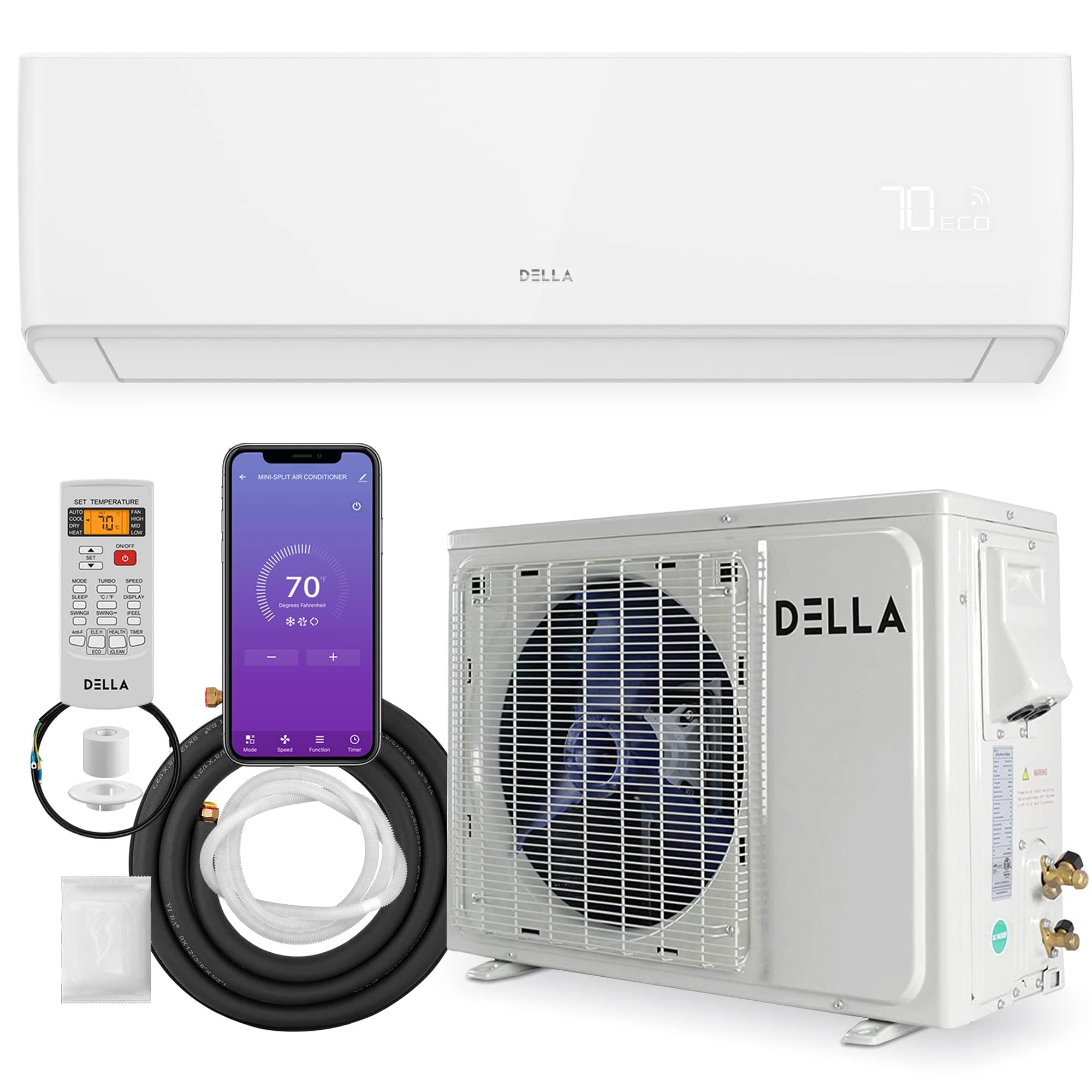 DELLA 18,000 BTU 21 SEER Wifi Enabled Mini Split AC