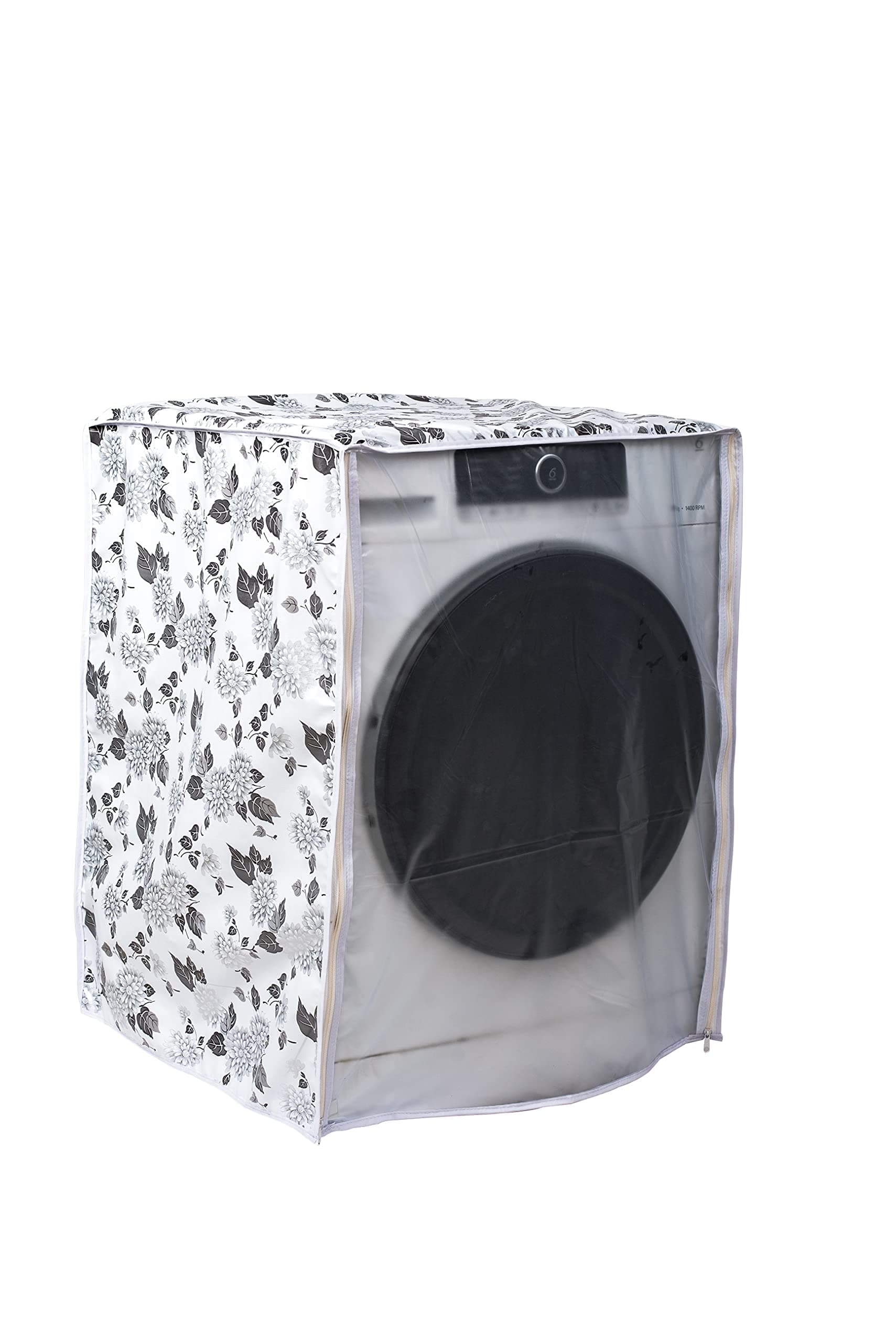 Classic® Front Load Washing Machine Cover Suitable for LG 6.5 Kg & 8 Kg (63cmsX63cmsX81cms, Half White & Grey)