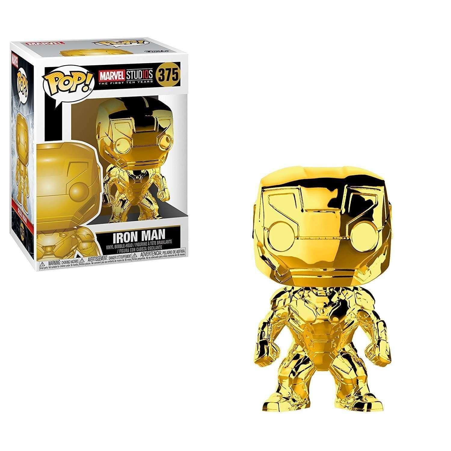 Funko Pop Bobble Head Marvel: Studios 10 Iron ManChrome, Action Figure 33434, Multi-Colour