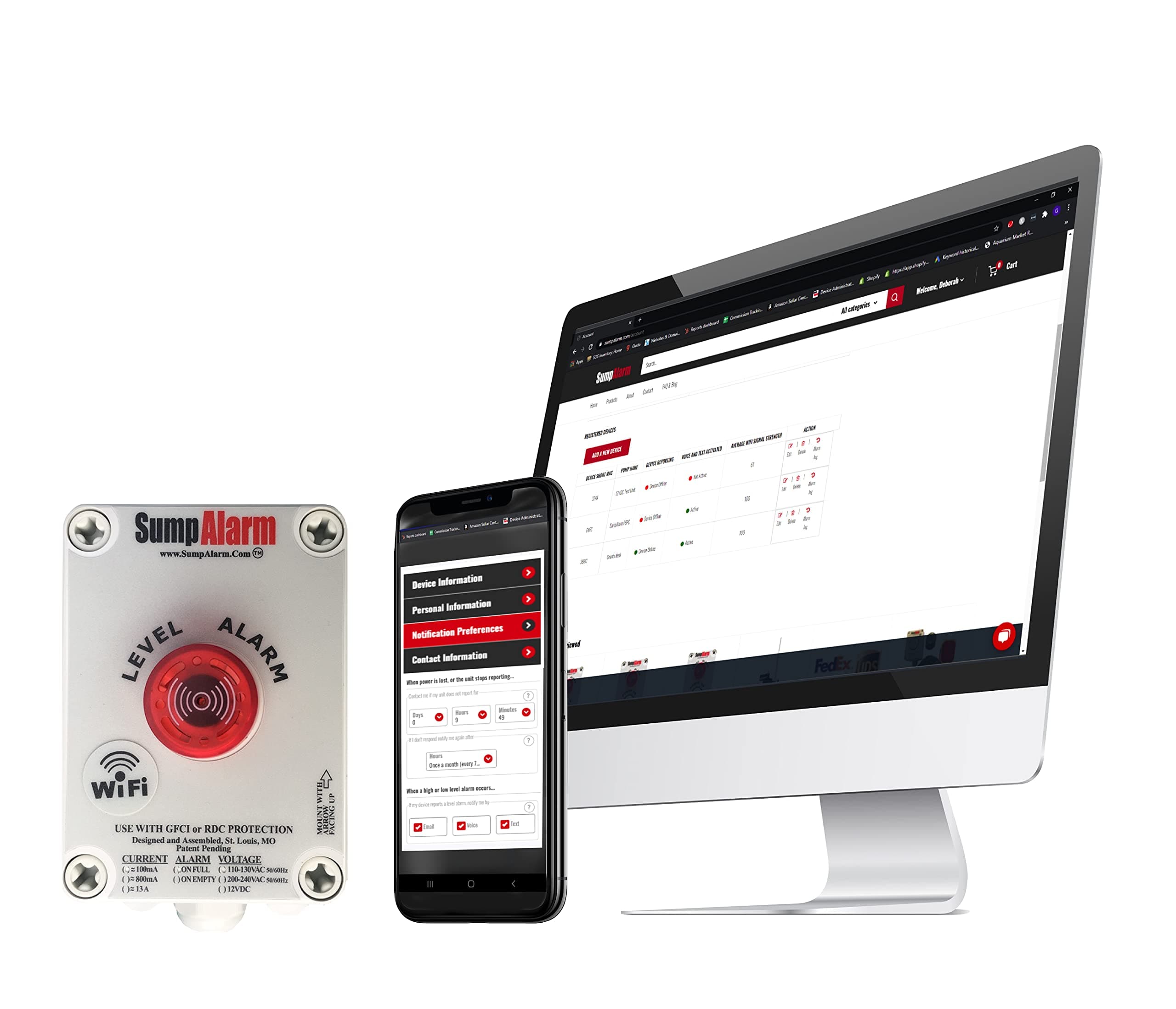 WiFi Water Sensor, Wireless Sump Pump Alarm with16 Float Switch for Indoor Outdoor Use, Weatherproof Water Detector Alarm with Free Email Alert, Audible Alarm and Server-Side Backup