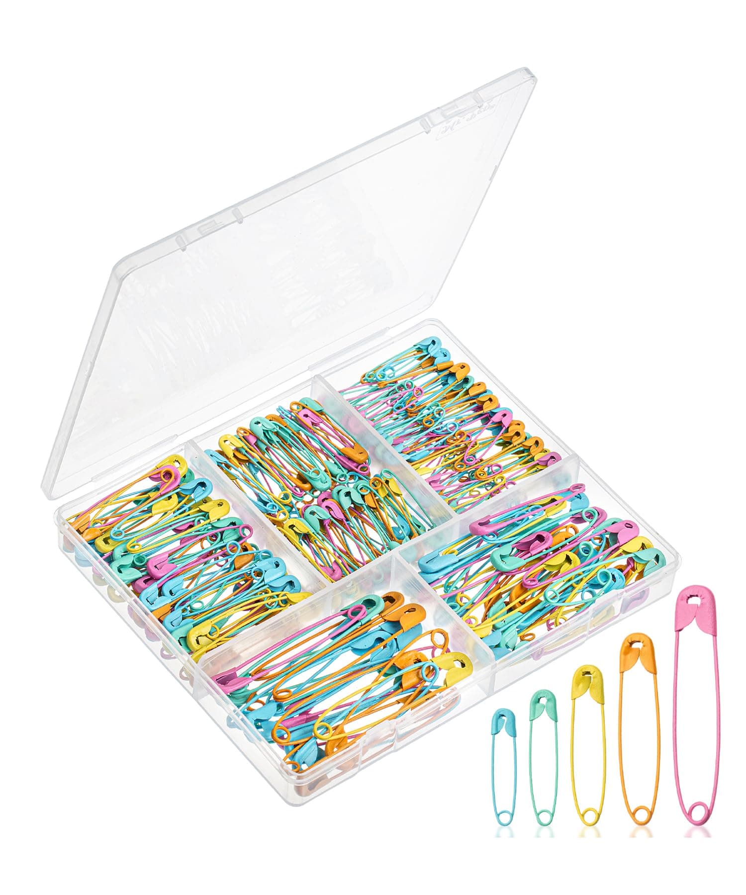 Mr. Pen- Safety Pins Assorted, 300 Pack, 5 Different Sizes, Colorful, for Clothes