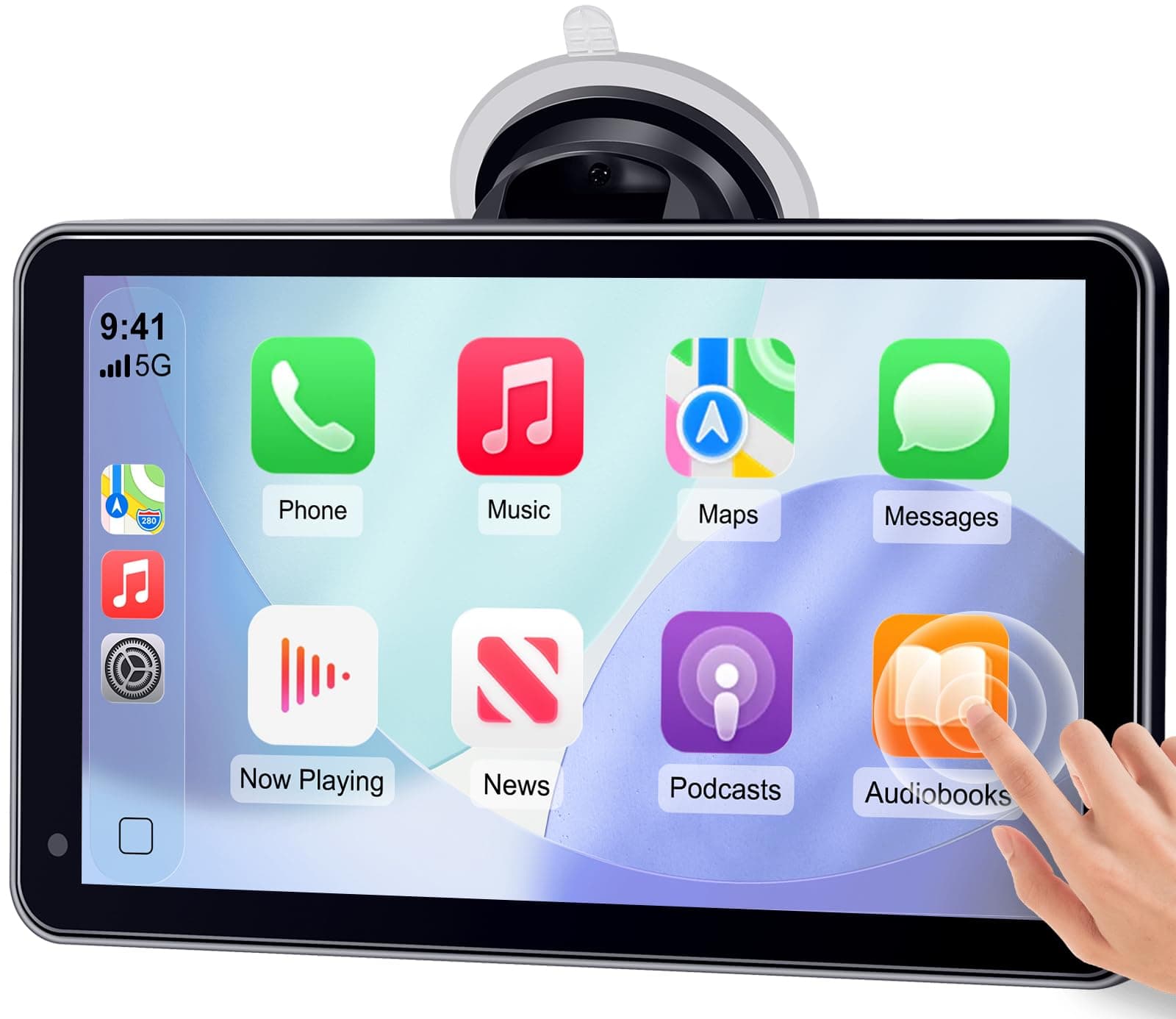 3-Min Easy Install Portable Wireless Carplay Screen: Plug-Play Support Apple CarPlay & Android Auto - 7 Inch HD 1080P Car Touchscreen Upgrade Voice Control GPS Navigation for Commuters & Older Cars