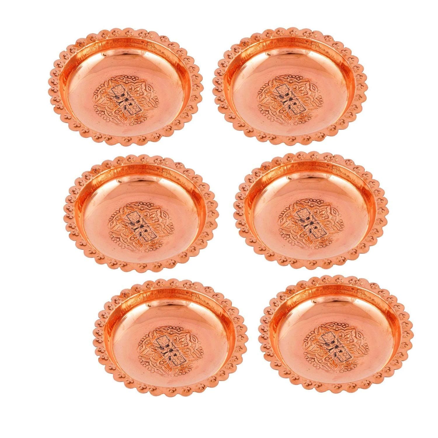 KBB Embossed Leaf Design Copper Bowl (330 ml ;KBB003) (Pack of 6)