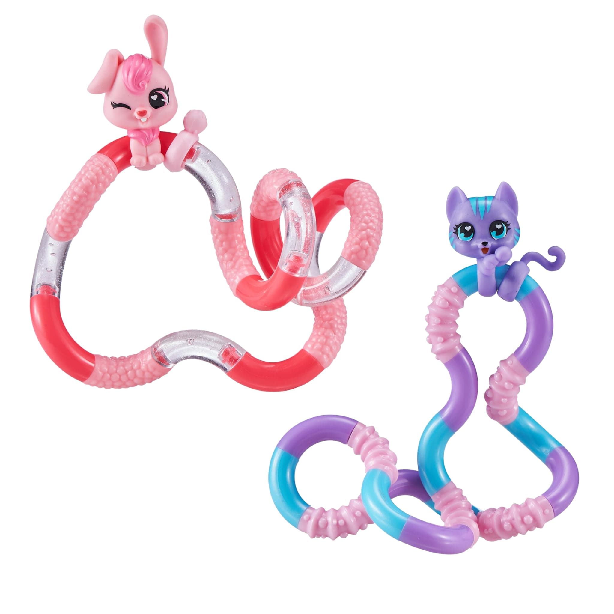 Tangle Jr. Pets 2-Pack Kitty and Bunny - Tangle Fidget Pets Fidget Toys - Fidget Toy Gift - Fidgets for School - Cute fidgets for girls - kitty character fidget and bunny character fidget