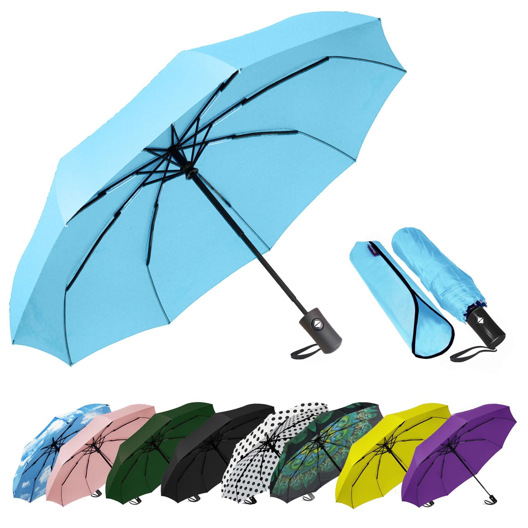 SIEPASA Windproof Compact Folding Compact Travel Umbrella Compact Portable Umbrella for Men Women Teens