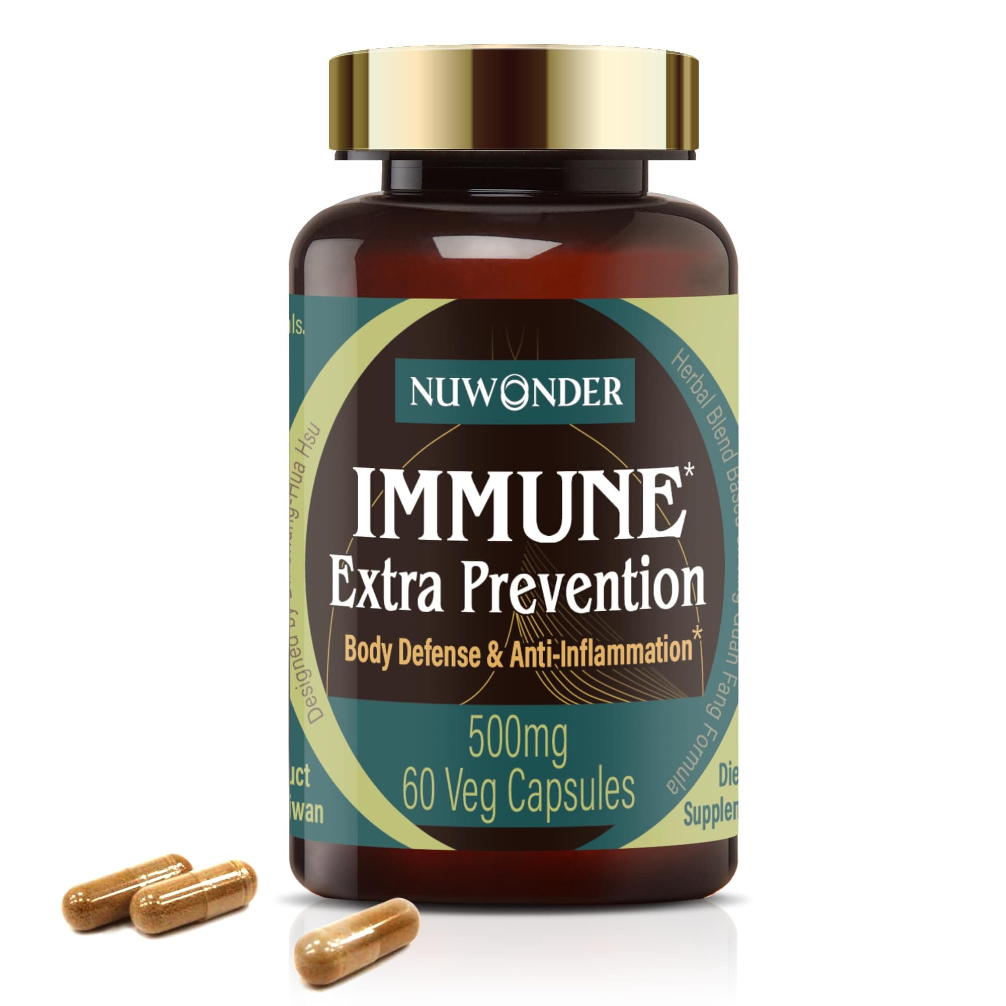 Immune Extra Prevention, Natural Immune Support, Clinically Tested Formula, Natural Defense, Body Wellness, Non-Drowsy, No Chemical Ingredient. Awarded The Greatest Inventions. 60 Capsules
