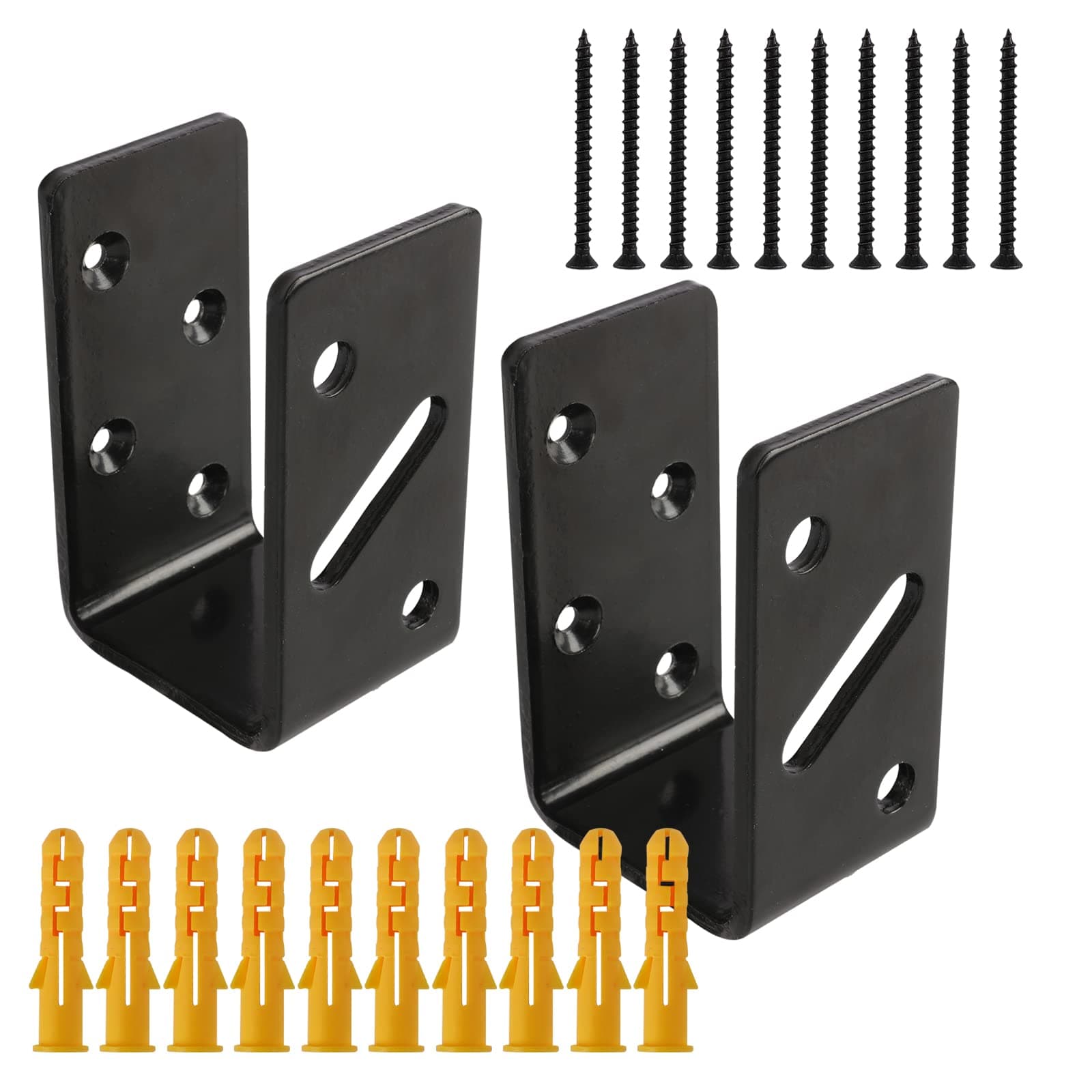 2x4 Door Barricade Brackets, 2 Pack Security Heavy Duty Gate Bar Holder for Door Security Reinforcement, Drop Open Bar Holder Steel U Bracket, Door Lock Brackets for Home, Barn, Shed, Garage