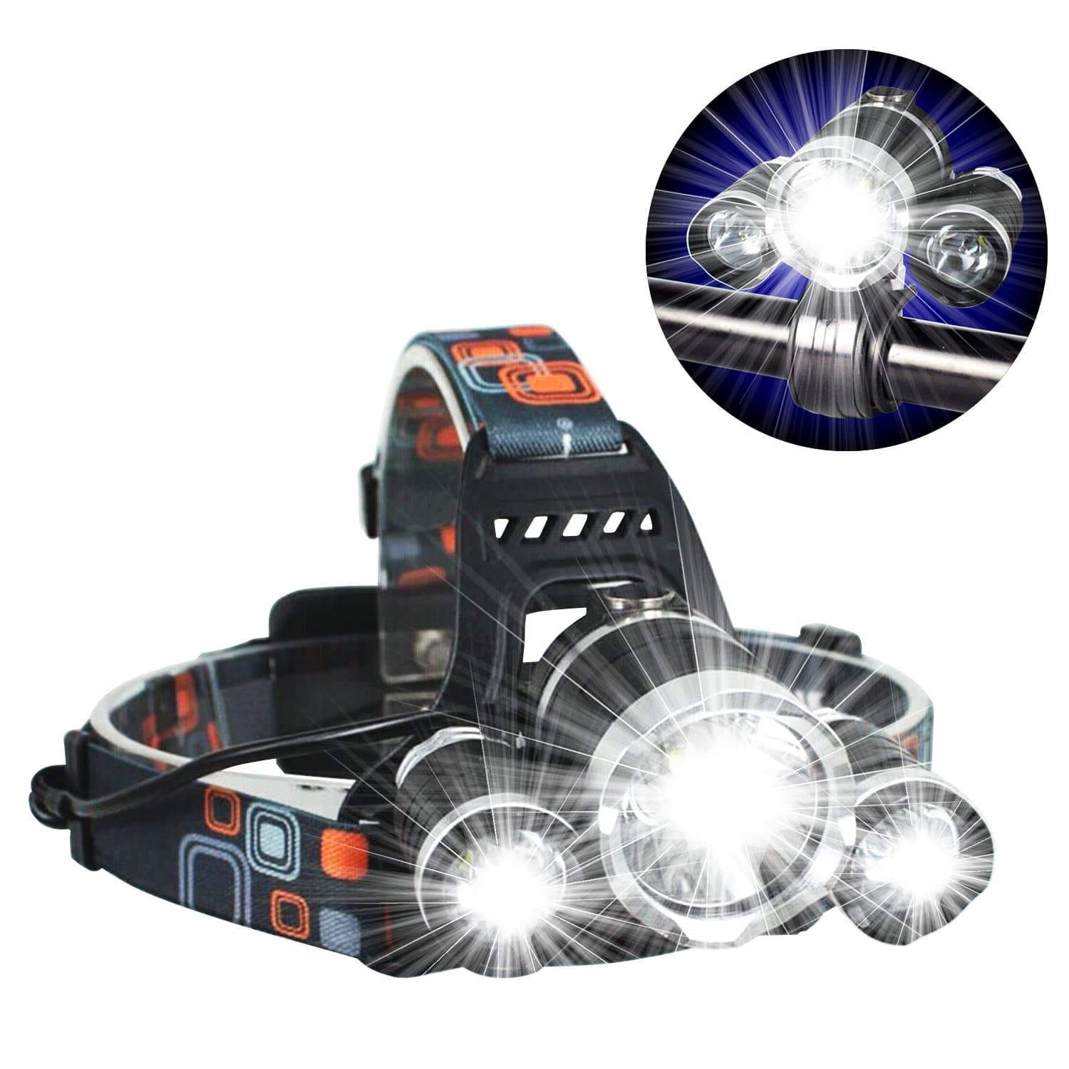 Headlight Super Bright Black LED Headlamp CREE 3T6 Work Light Flashlight - with 4 Mode Torch for Nighttime Indoor and Outdoor Activities Such As Camping, Hunting, Fishing, Hiking etc