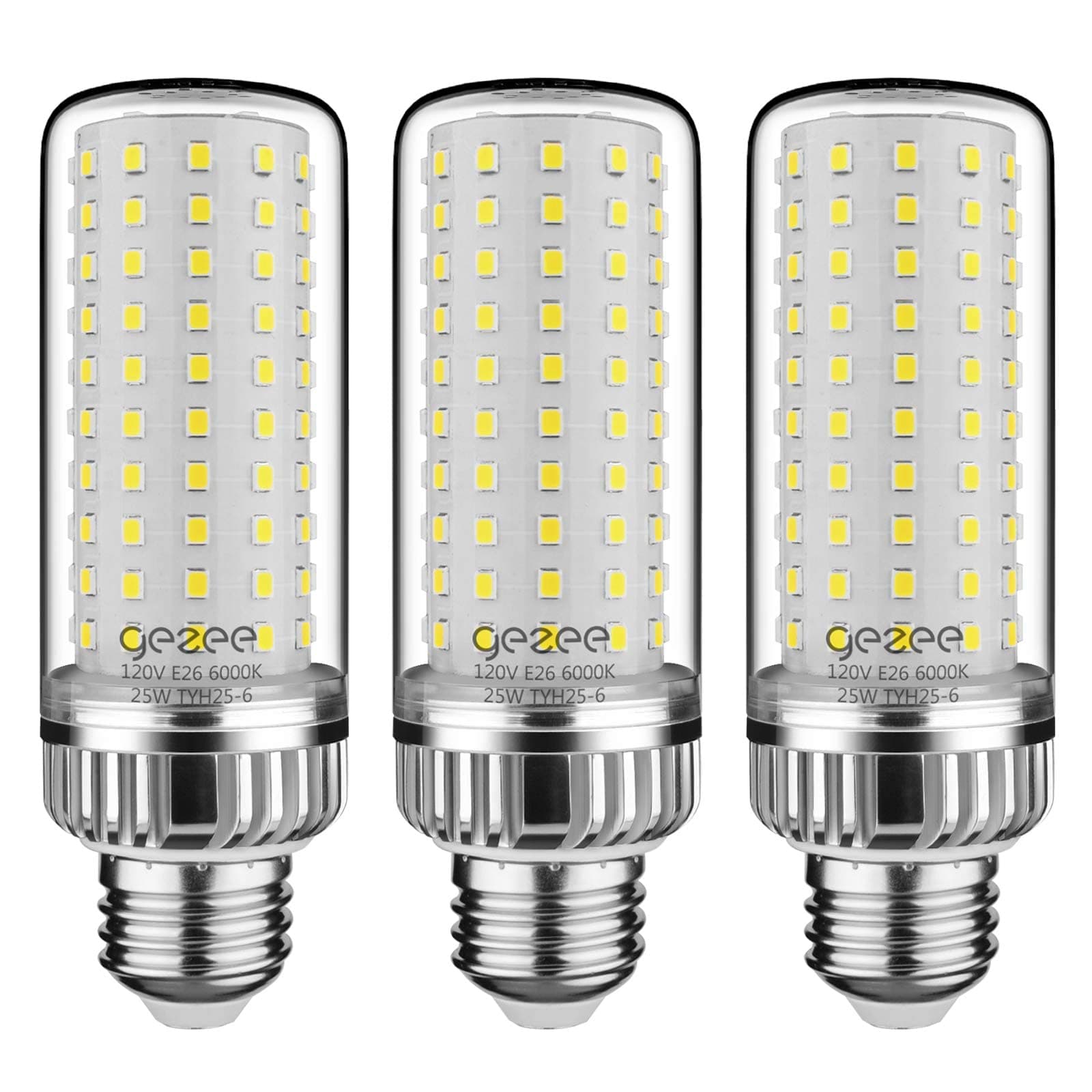 gezee 25W LED Light Bulb, 200 Watt Equivalent,E26 LED Lamp 2500 Lumens Daylight-White 6000K,Non-Dimmable (3-Pack)