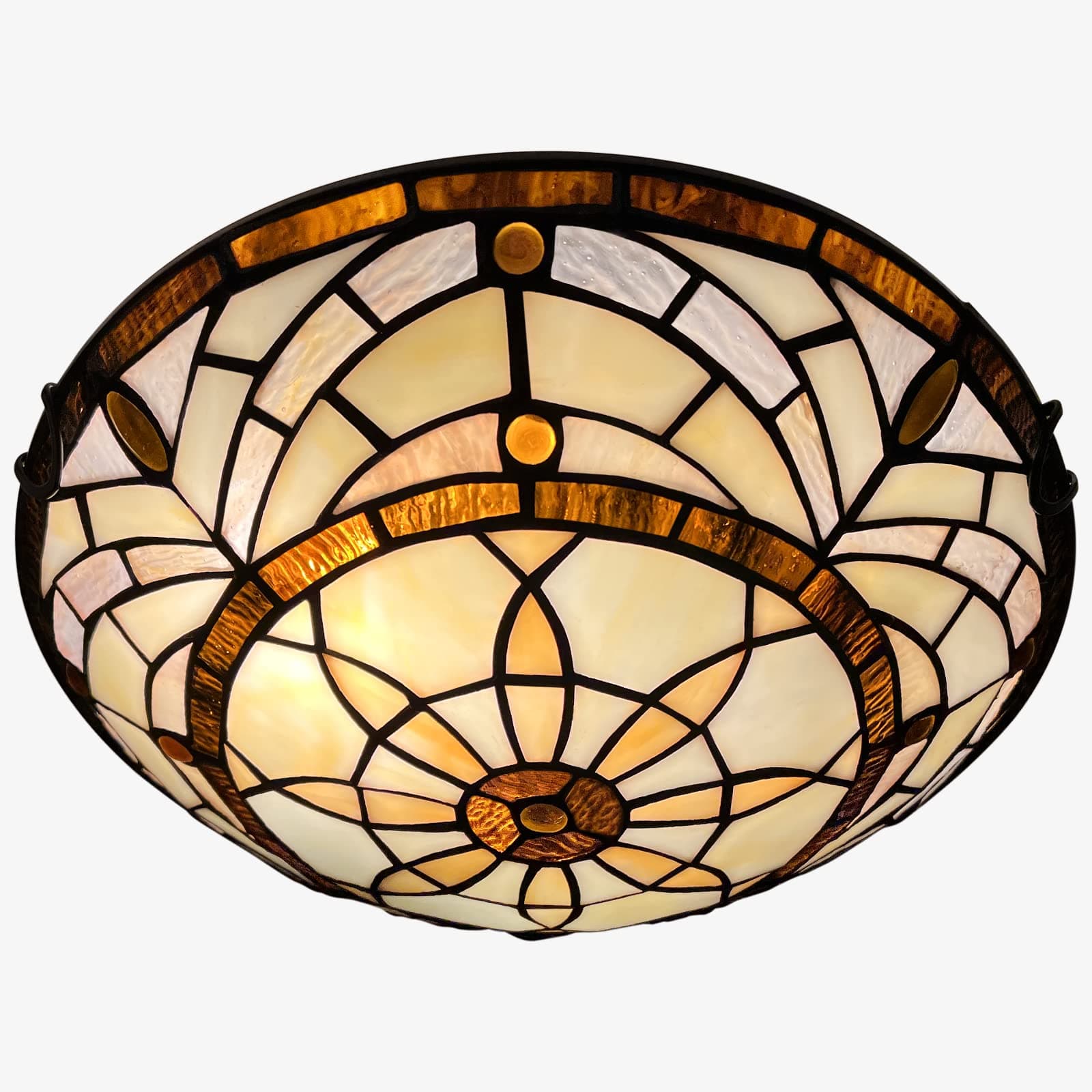 ARTZONETiffany Stained Glass Ceiling Light, 2-Light 12 Inch Flush Mount for Bedroom & Dining Room