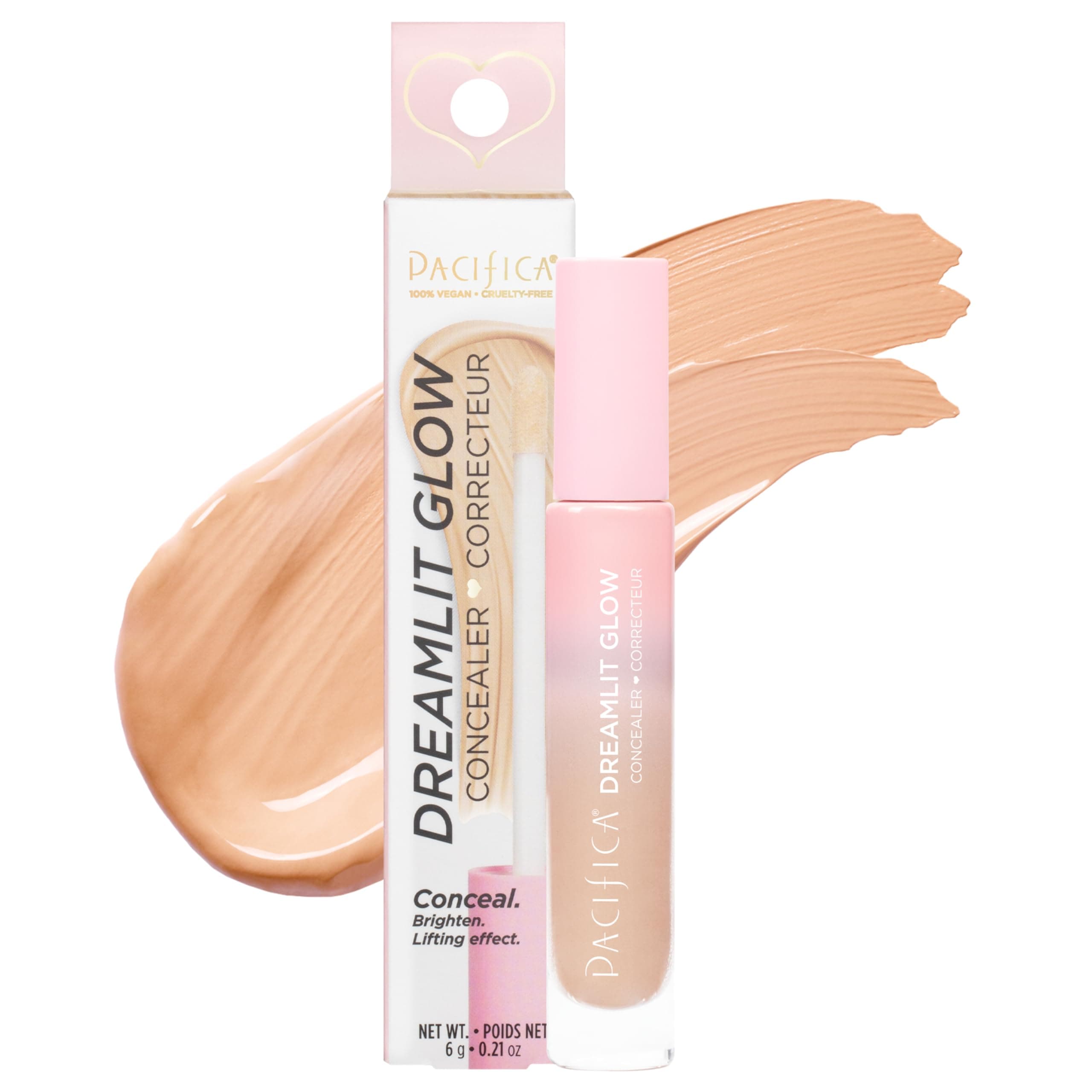 Pacifica Concealer – DreamLit Glow Full Coverage Concealer with Squalane for Dark Circles & Dark Spot Correction, Lightweight & Long-Lasting, Vegan & Cruelty-Free, Shade 09 (Warm Honey)