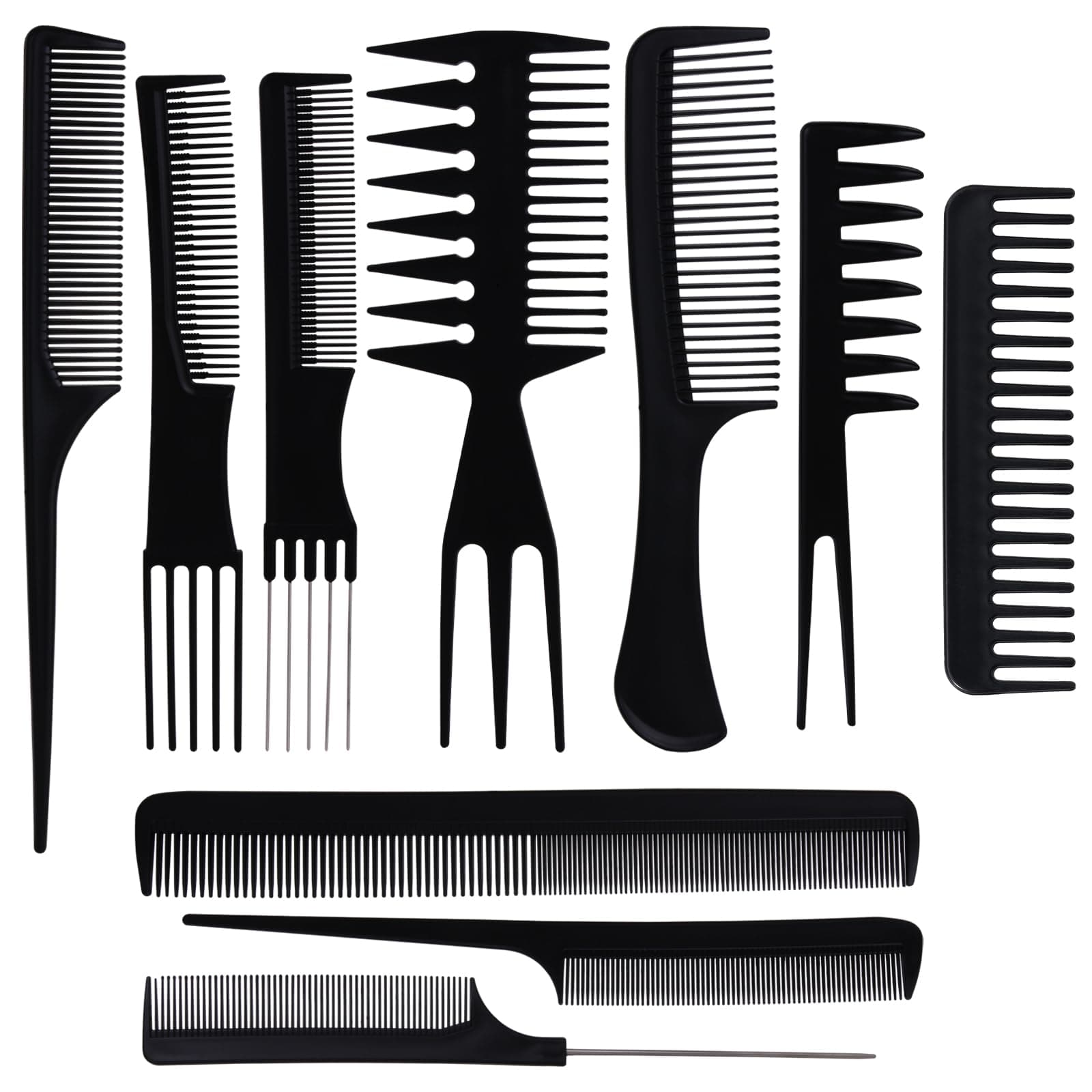 Bs-Mall Einfac Professional All Hair Types Styling Comb Set 10 Pieces