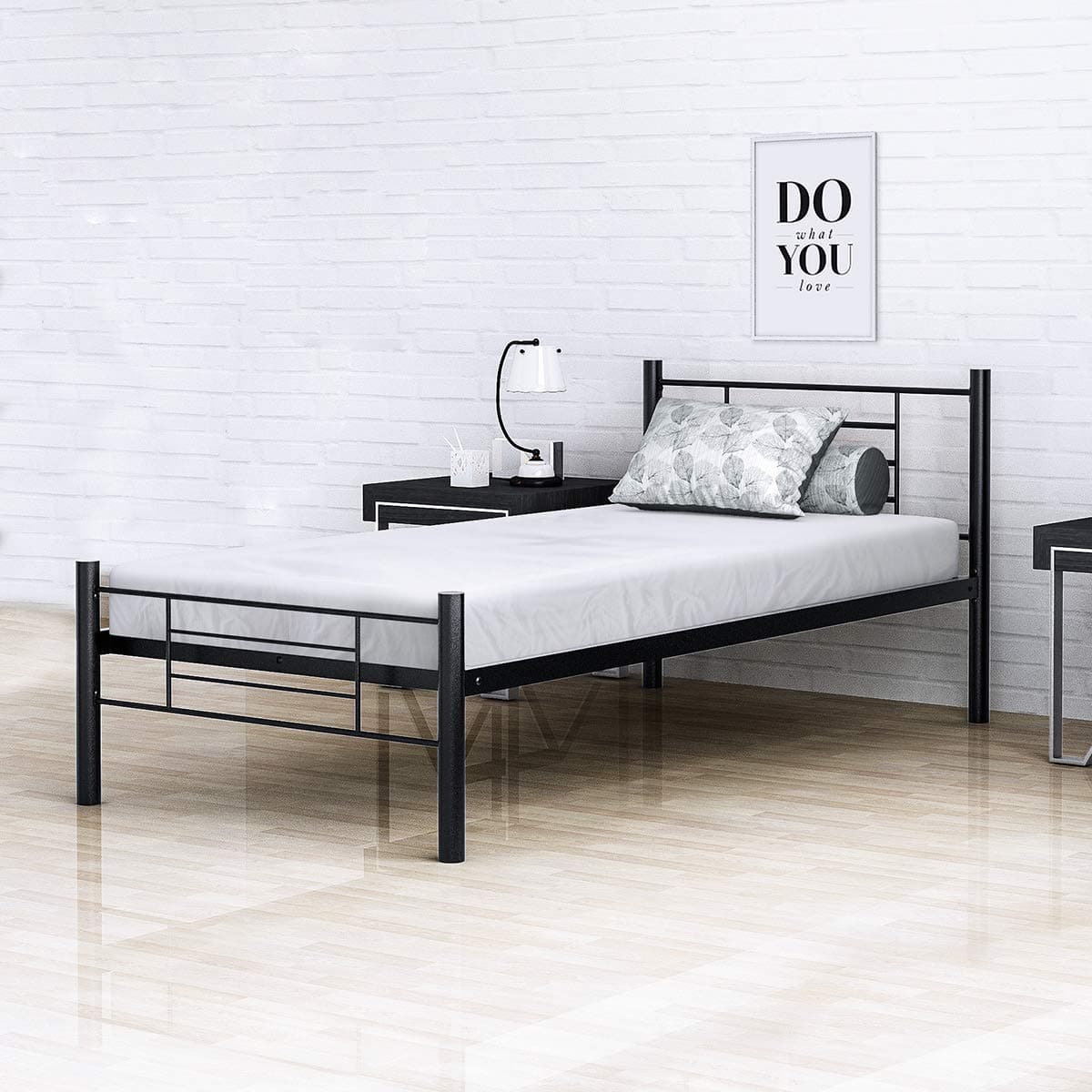 Benne Twin Size Metal Bed (Black)
