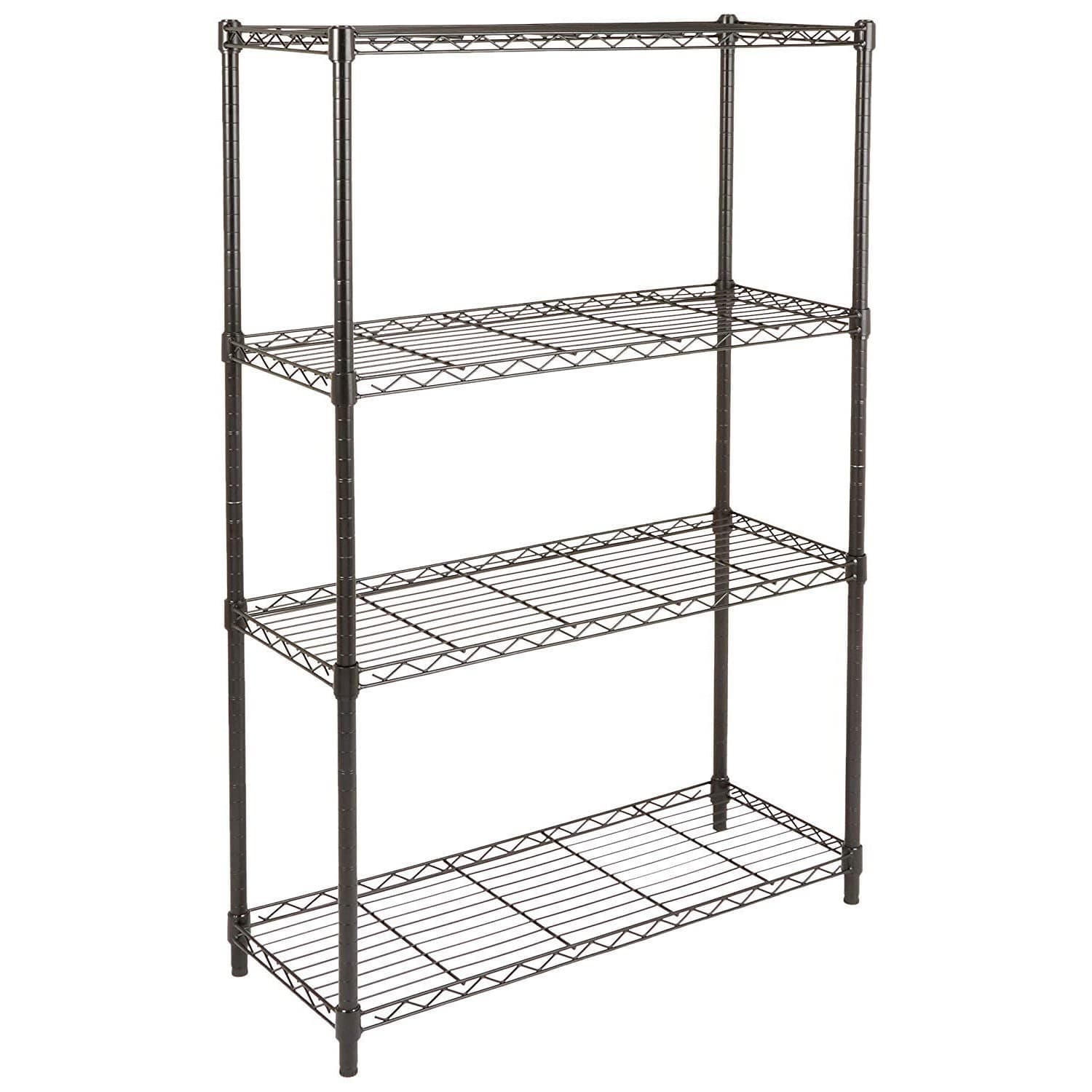 4-Shelf Storage Unit With Height Adjustable Shelves and Levelling Feet, 640 kg Max Weight, Black, 35.6 cm D x 91.4 cm W x 137.1 cm H