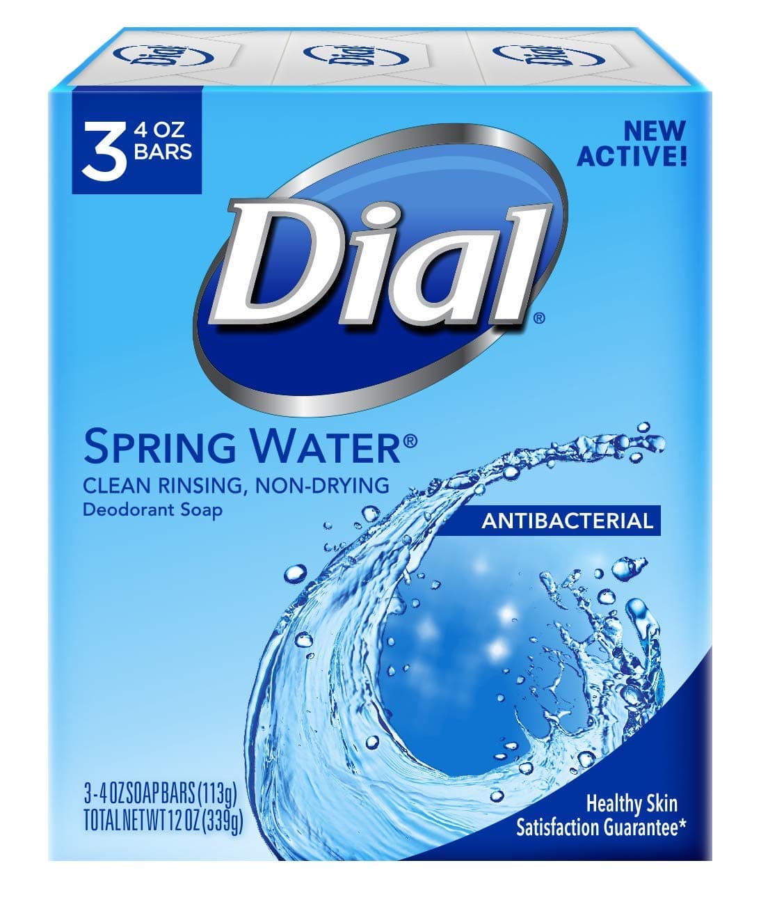 Antibacterial Deodorant Soap, Spring Water, 4 Ounce, 3 Bars