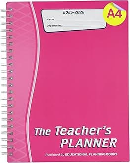 EDUCATIONAL PLANNING BOOKSThe Teachers Planner 2025-26 | (A4, 6 Periods) | Page-a-Day & Undated, with Dedicated Pages for Year Planning, Exams, Marking, Contacts, and more - Pink (TP3-Pink)