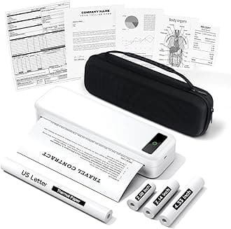 Portable Printers Wireless for Travel, A285M Bluetooth Inkless Thermal Printer, Support 8.5" X 11" US Letter & A4, Small Mobile Printer with Carry Case and 4 Rolls Thermal Paper, for Home Car Receipt