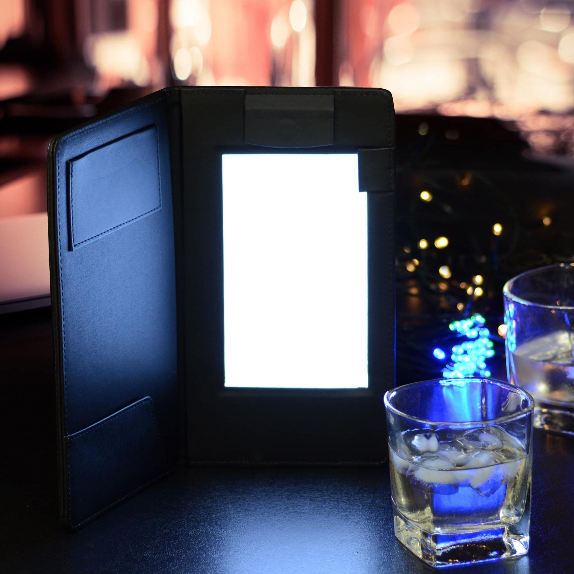 Rechargeable Menu Cover Holder LED Backlit Menu Holder Black Menu Holde/Check Displayer for Restaurant Bars and Fine-Dining Establishments (Fit for Menu Size up to 3.34" x 5.70", Single Page)