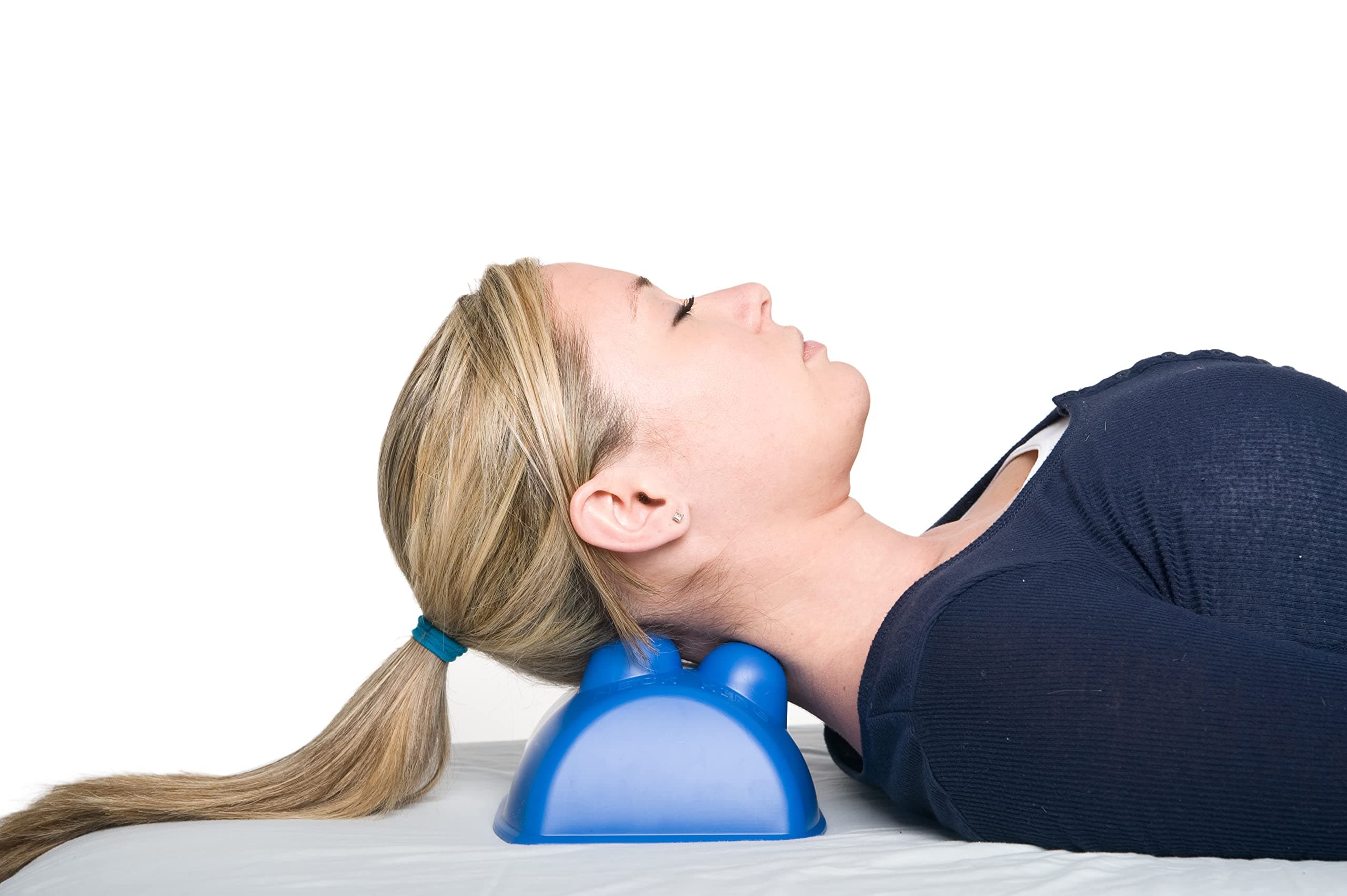 SuperFit Therapy Neck King - Hands-Free Trigger Point Self Massage Tool for The Neck and Back (Blue)