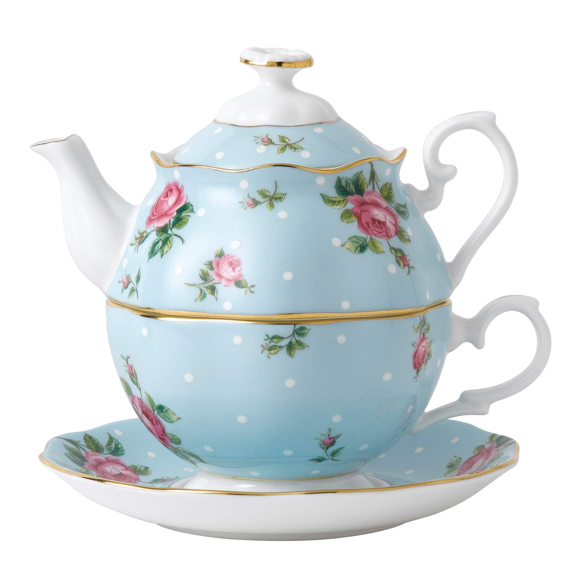 Royal Albert Polka Blue Tea For One, 3 Piece Set