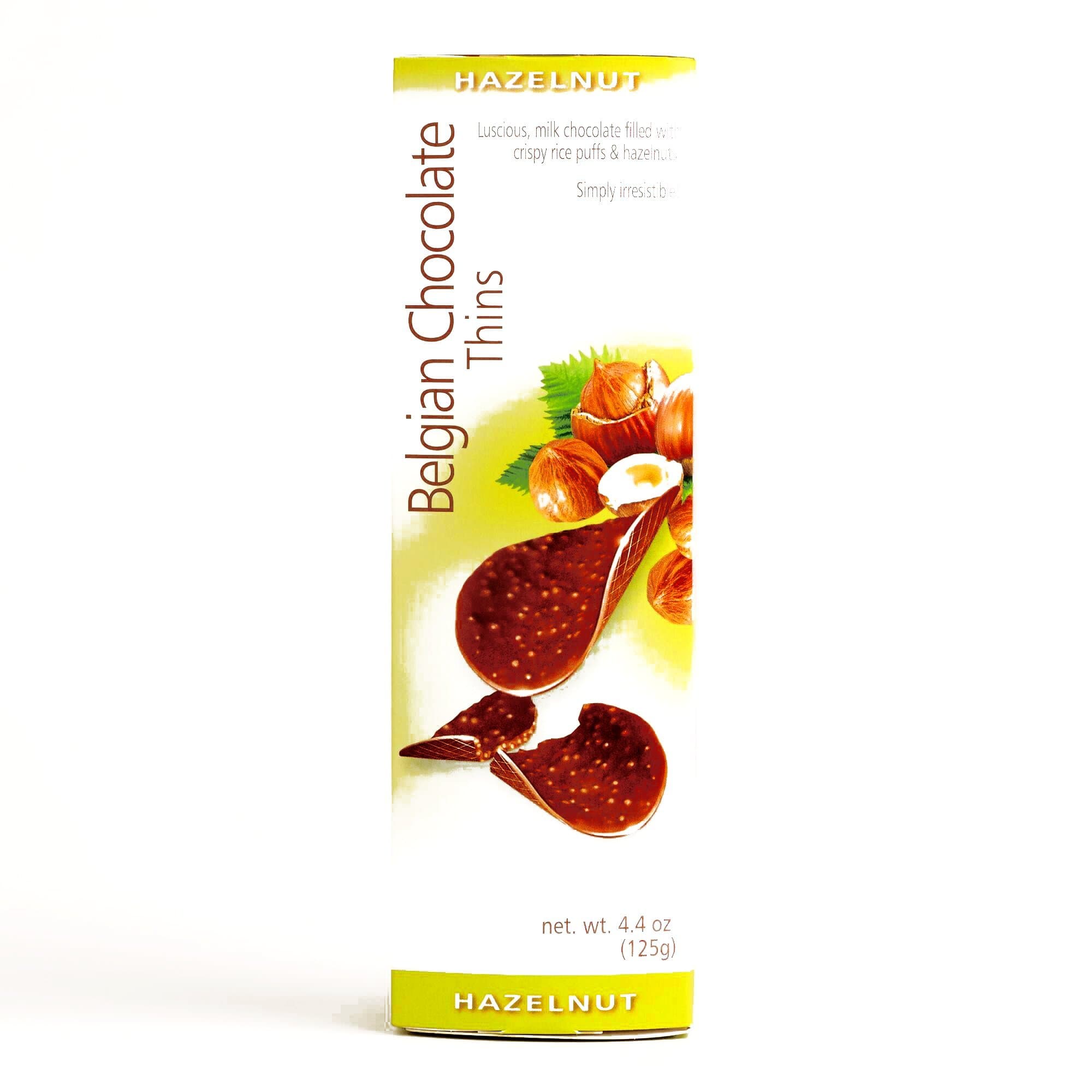 Hazelnut Belgian Chocolate Thins 4.4 oz each (1 Item Per Order)