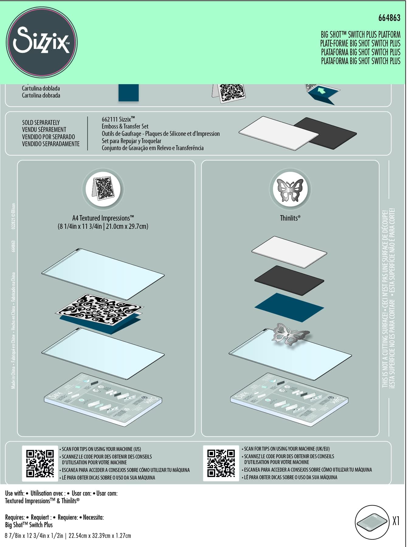 SizzixBig Shot Switch Plus Accessory Platform, Standard - Polypropylene, Multicolor, One Size
