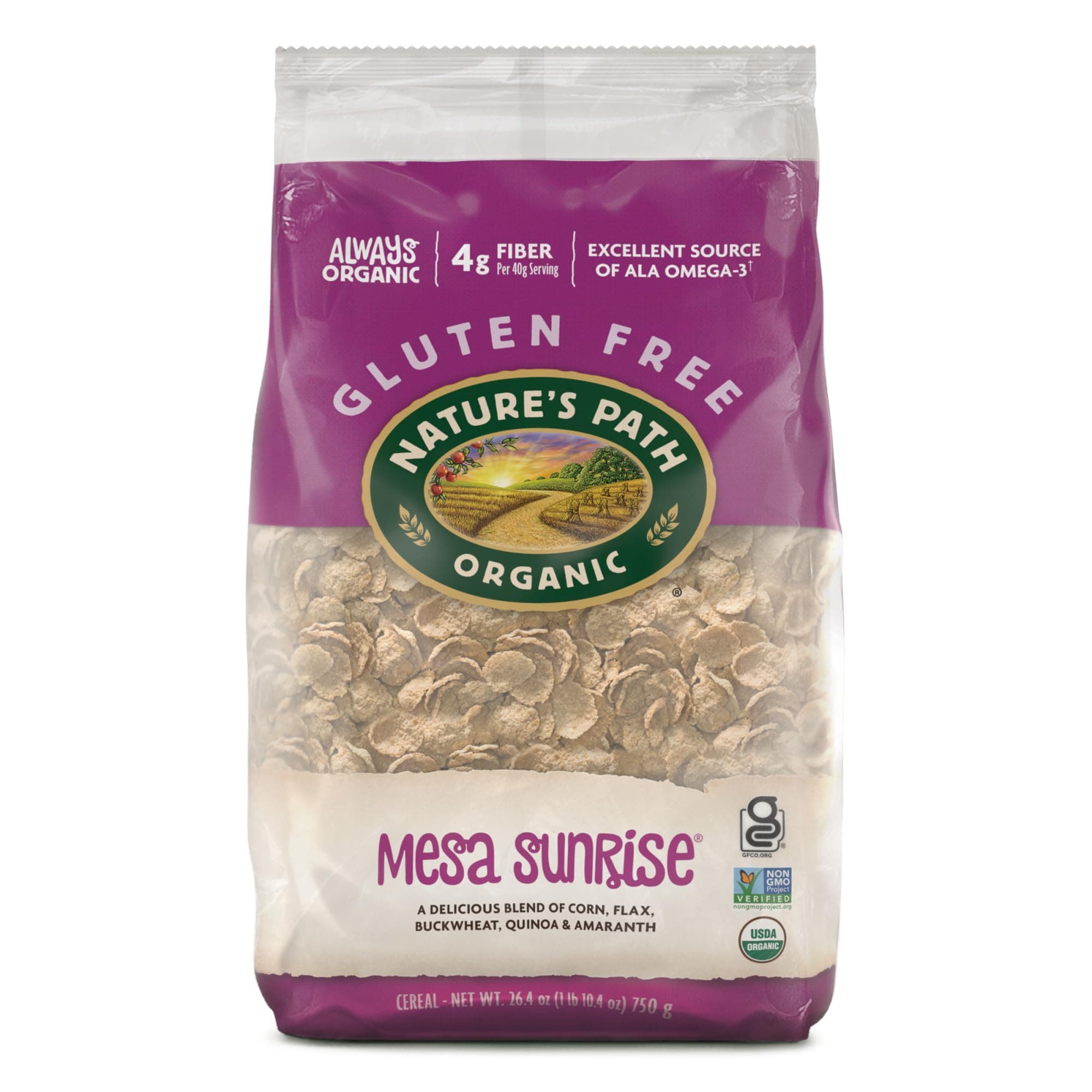 Nature's Path Organic Mesa Sunrise Cereal, 26.4 oz (Pack of 1), Flax Seeds, Quinoa, Amaranth, Gluten Free, Earth Friendly Packaging