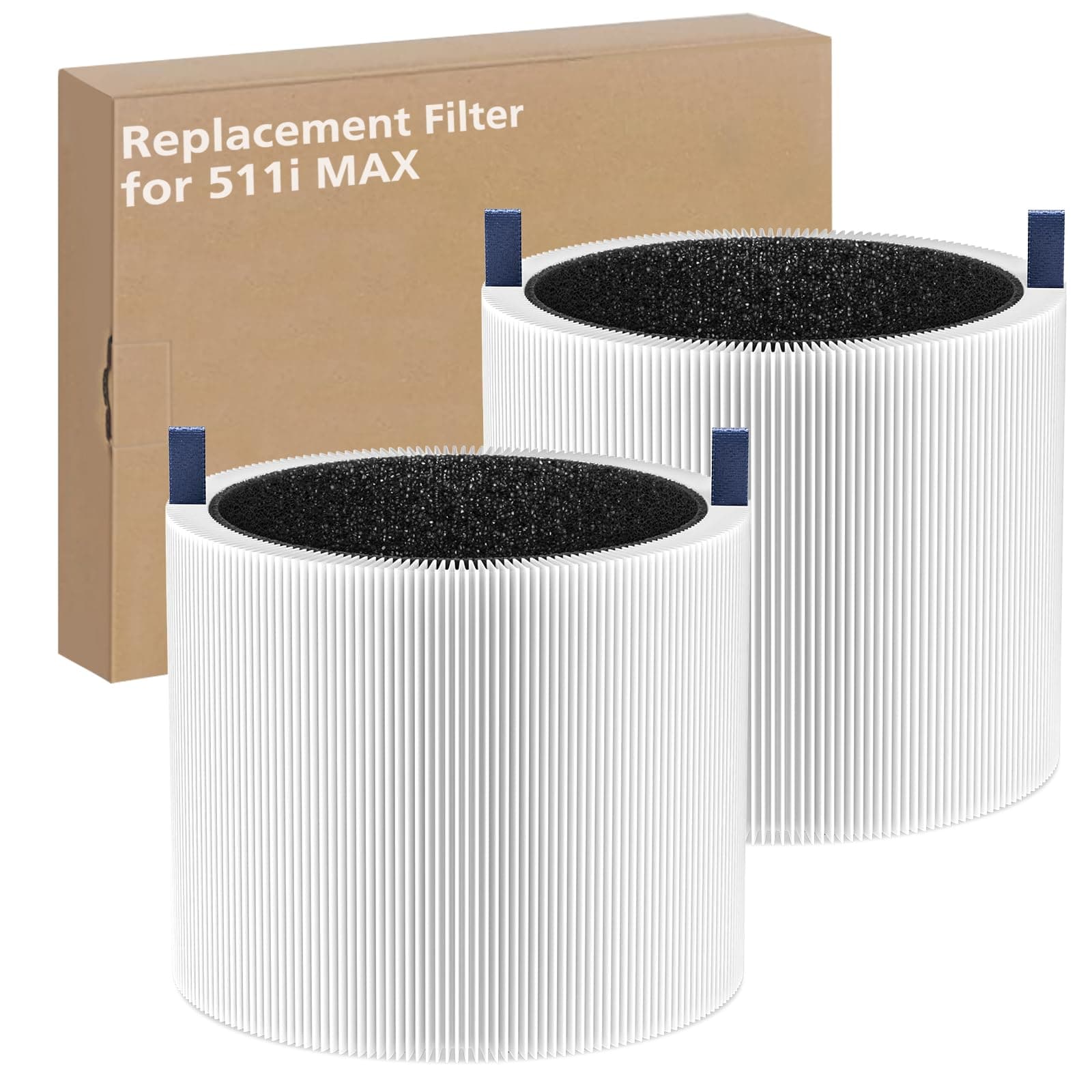 2-pack 511i MAX Replacement Filter Compatible with BLUEAIR HEPASilent Air Cleaner, Blue Pure F5MAX, Model Blue Pure 511i Max (NOT for 511）