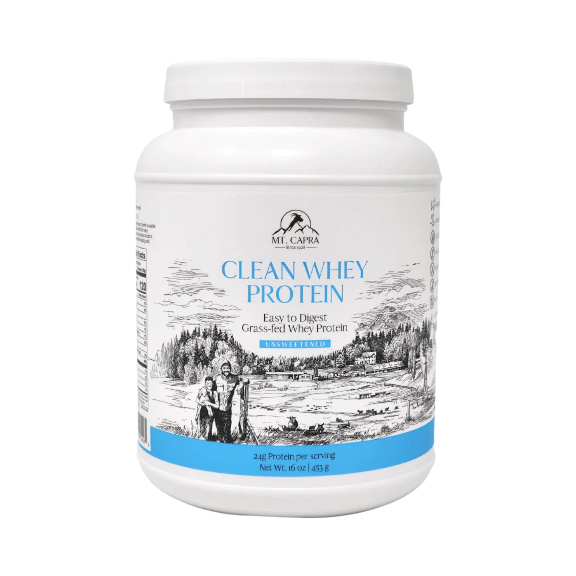 Mt. Capra, Clean Whey Protein, Unsweetened, 16oz