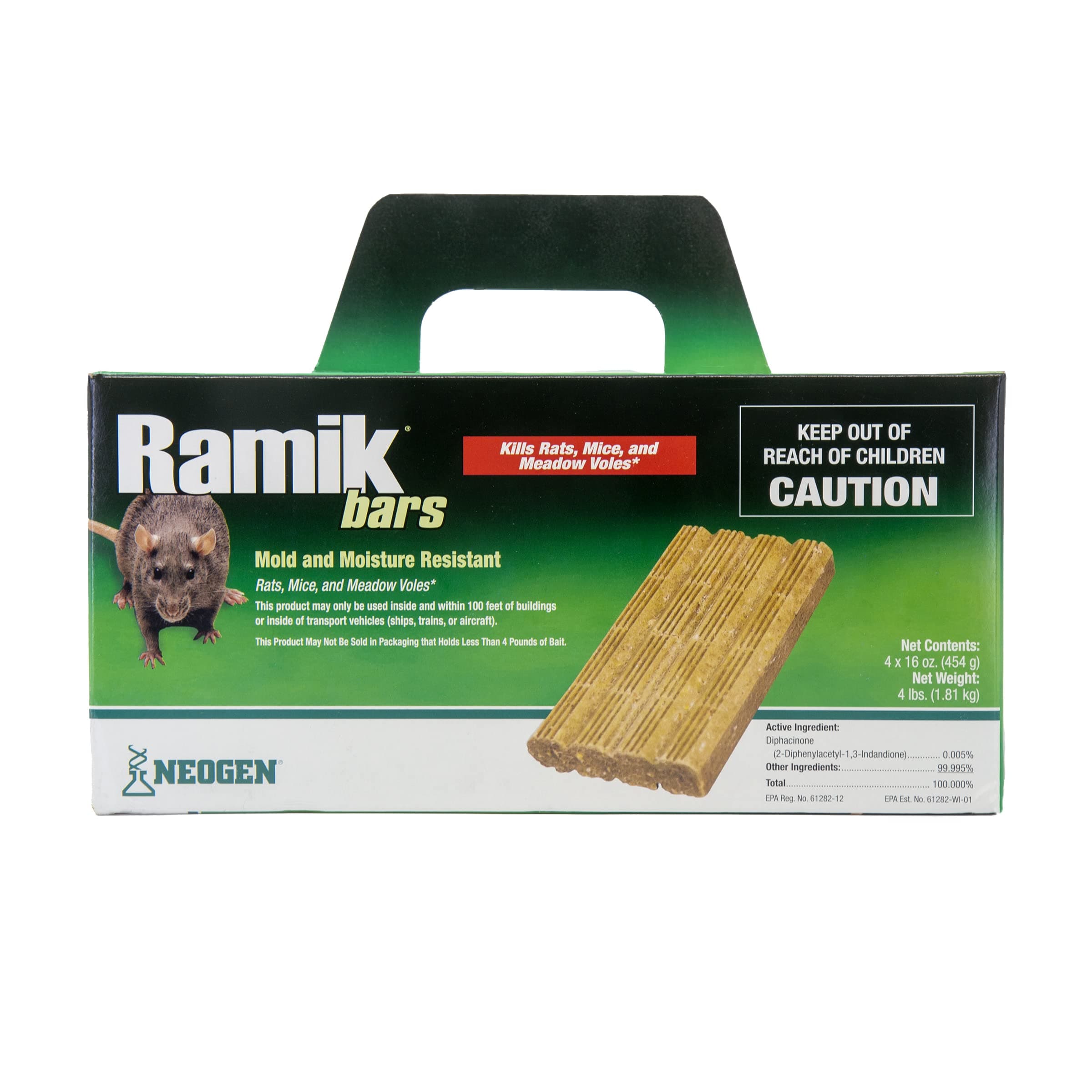 NEOGEN RODENTICIDE Ramik Mouse and Rat Bars Box, 4-Pound